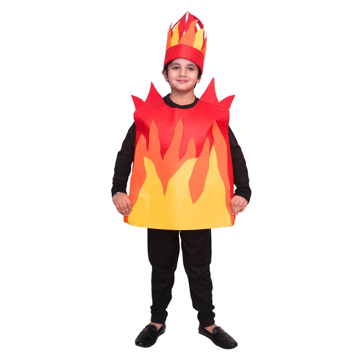 Kids Fire Fighter Costume for Boys|Fireman Fancy Dress Set with Cap,Rescue Worker Role Play Outfit for School Function, Fancy Dress Competition & Stage Performance