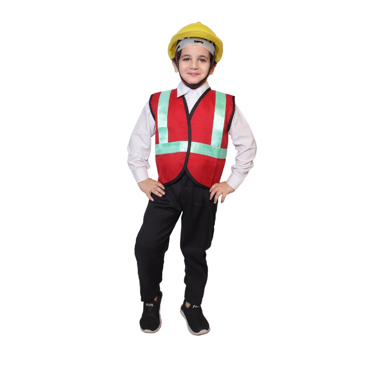 Fireman Costume Jacket Lightweight, Bright Red with Reflective Stripe