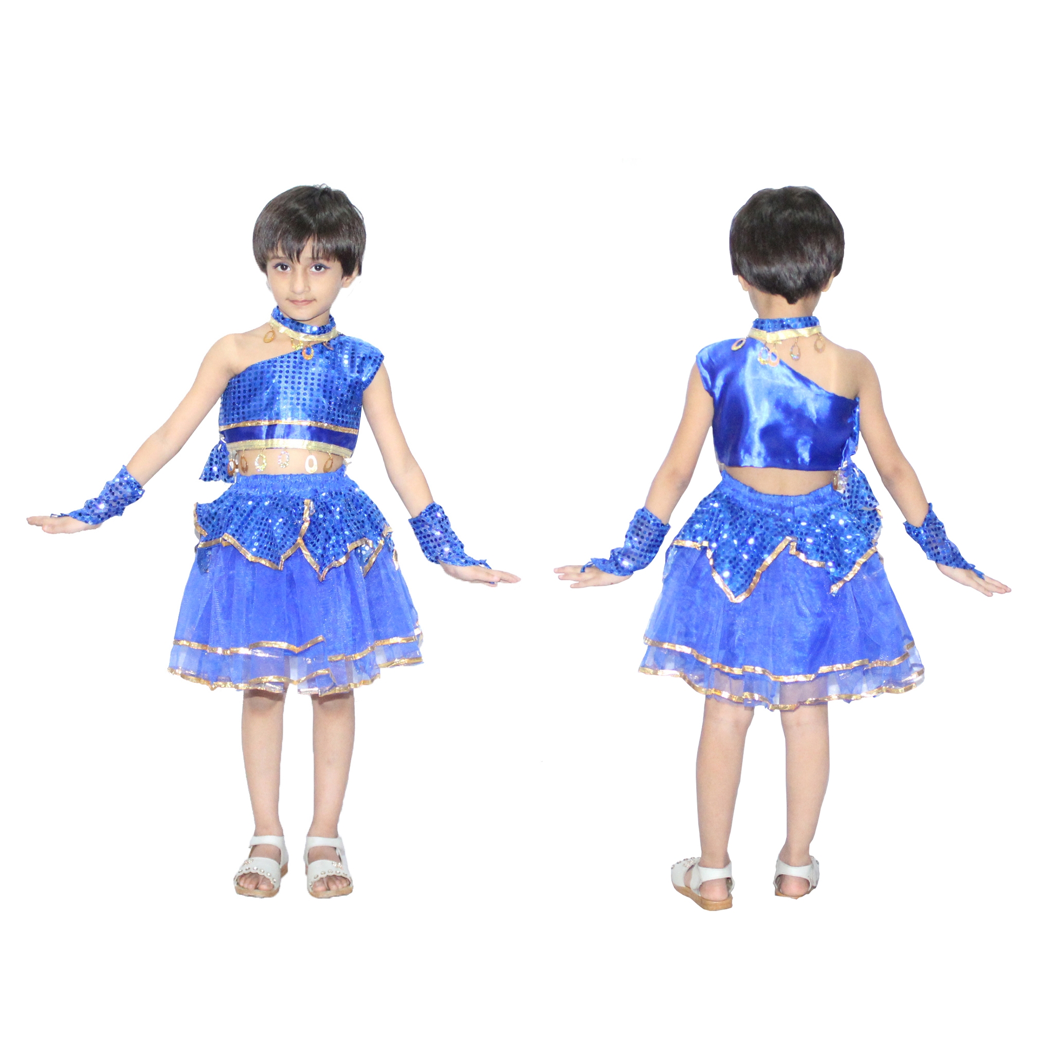 Blue Golden Skirt Top