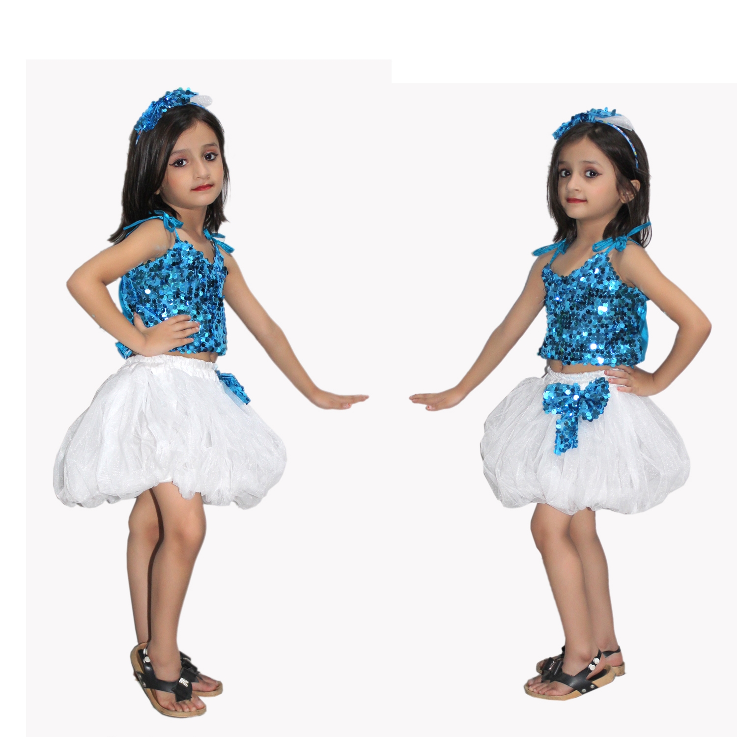 Firozi Silver Skirt & Top Set