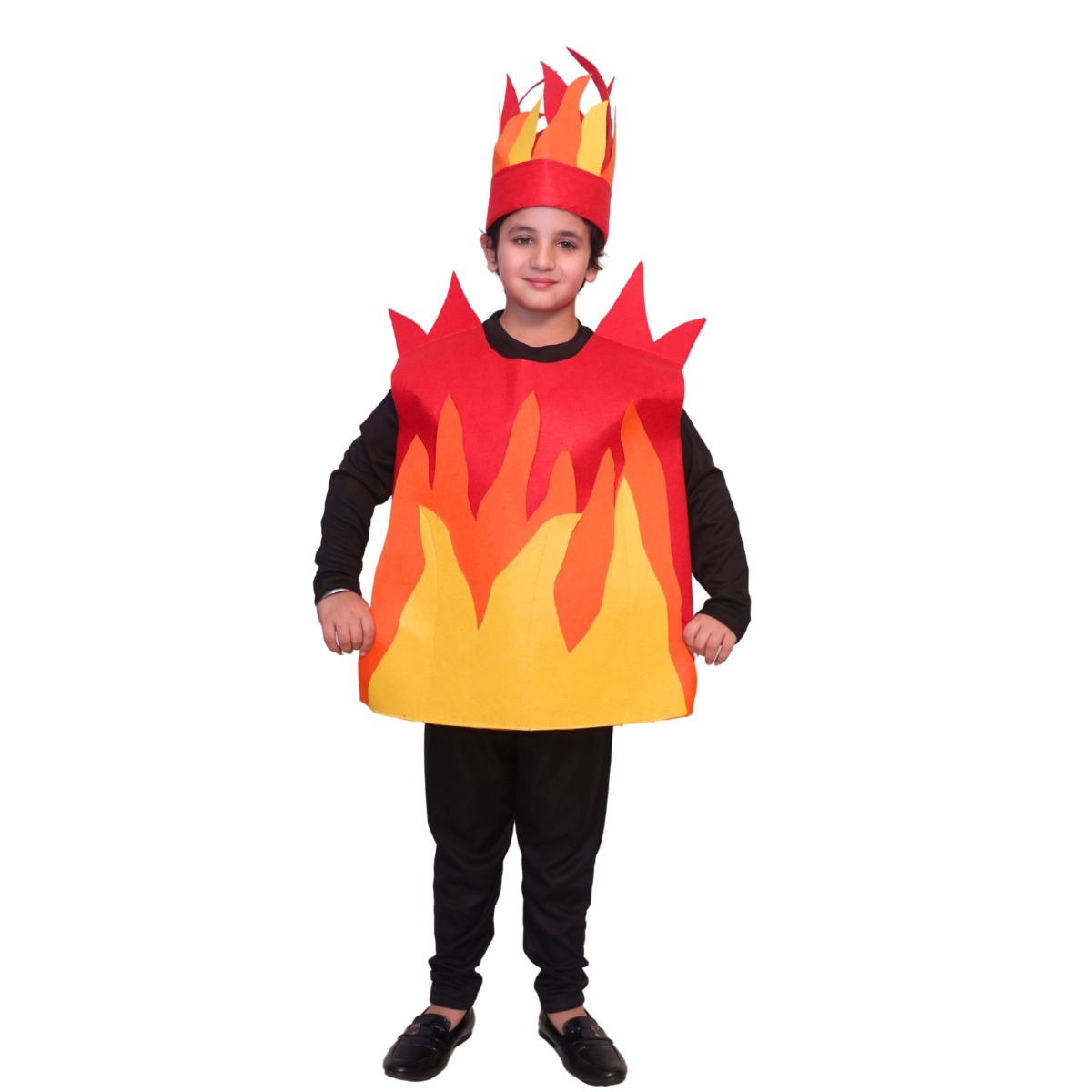 Kids Fire Fighter Costume for Boys|Fireman Fancy Dress Set with Cap,Rescue Worker Role Play Outfit for School Function, Fancy Dress Competition & Stage Performance