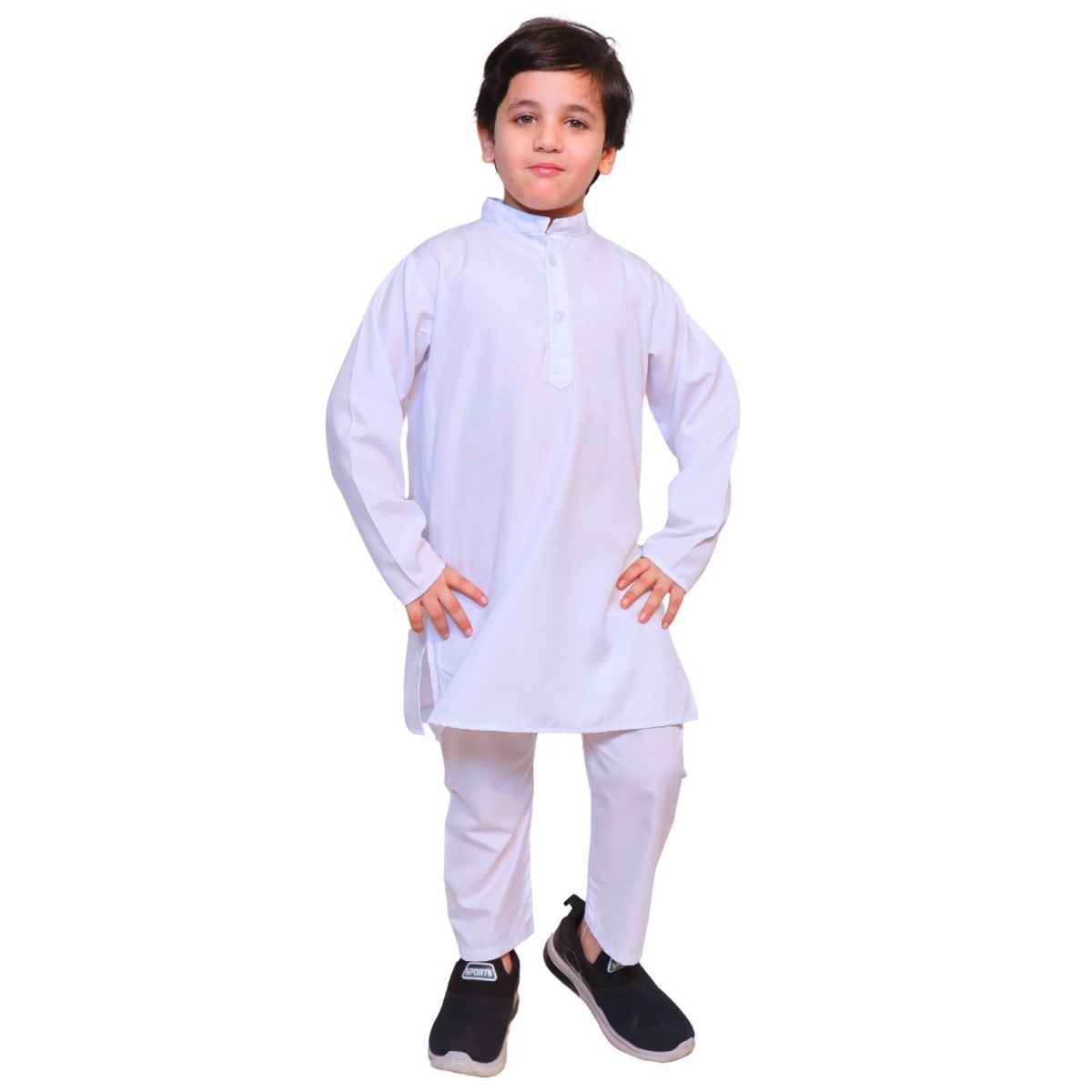 White Cotton Kurta Pajama Set for Boys