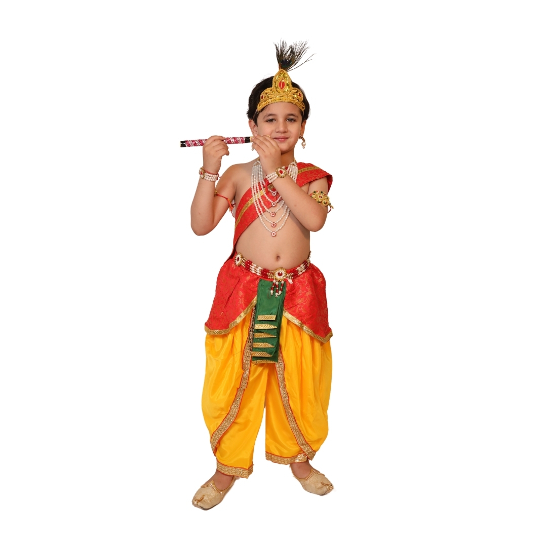 Krishna belt red 5 line mala fancy dress for kids,Mythological  Costume for School Annual function/Theme Party/Competition/Stage Shows Dress