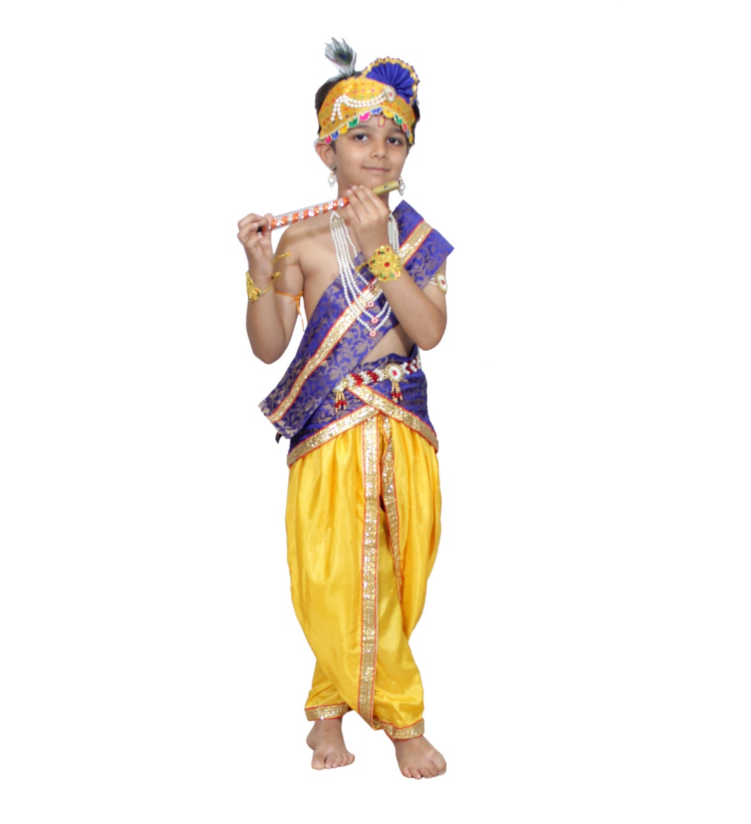 Krishna belt blue fabric mukut fancy dress for kids,Mythological  Costume for School Annual function/Theme Party/Competition/Stage Shows Dress