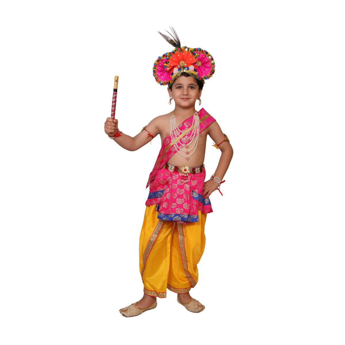 Krishna belt Magenta pagde fancy dress for kids,Mythological  Costume for School Annual function/Theme Party/Competition/Stage Shows Dress