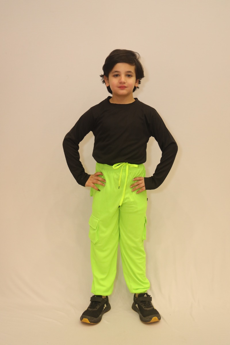 Kids Neon Green Cargo Trouser for Fancy Dress
