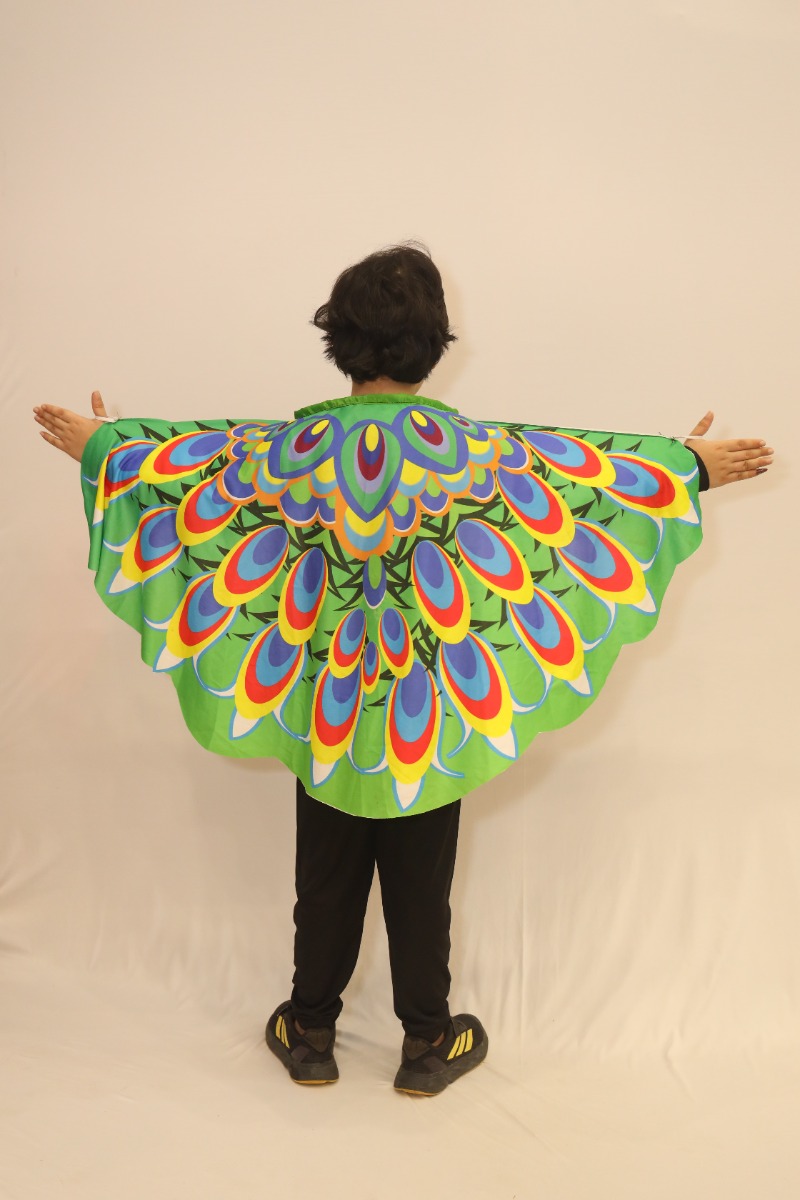 Peacock Fabric Wings Costume Accessory for Kids School Function, Stage Performance & Cultural Events