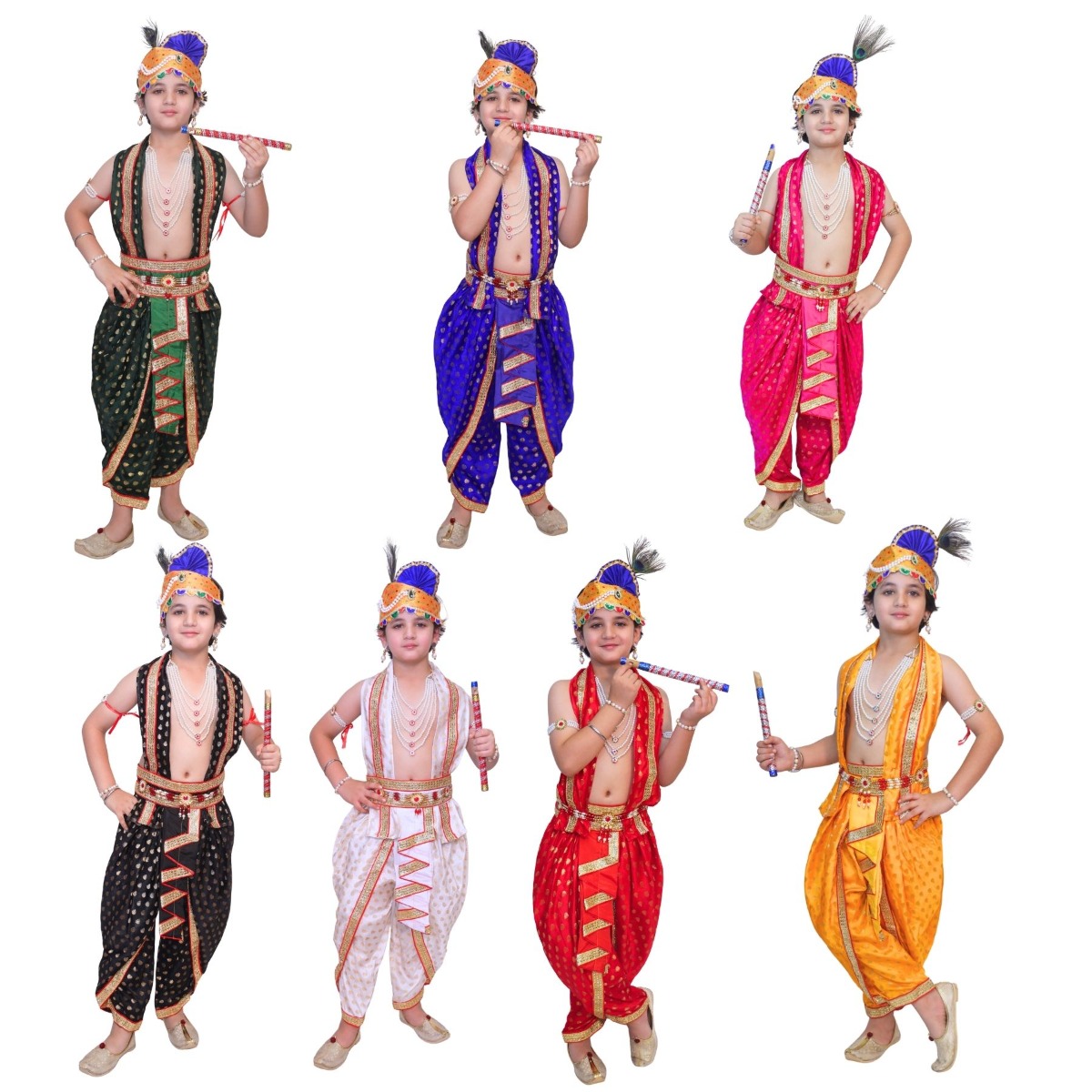 Brocket Krishna fabric mukut fancy dress for kids,Mythological  Costume for School Annual function/Theme Party/Competition/Stage Shows Dress