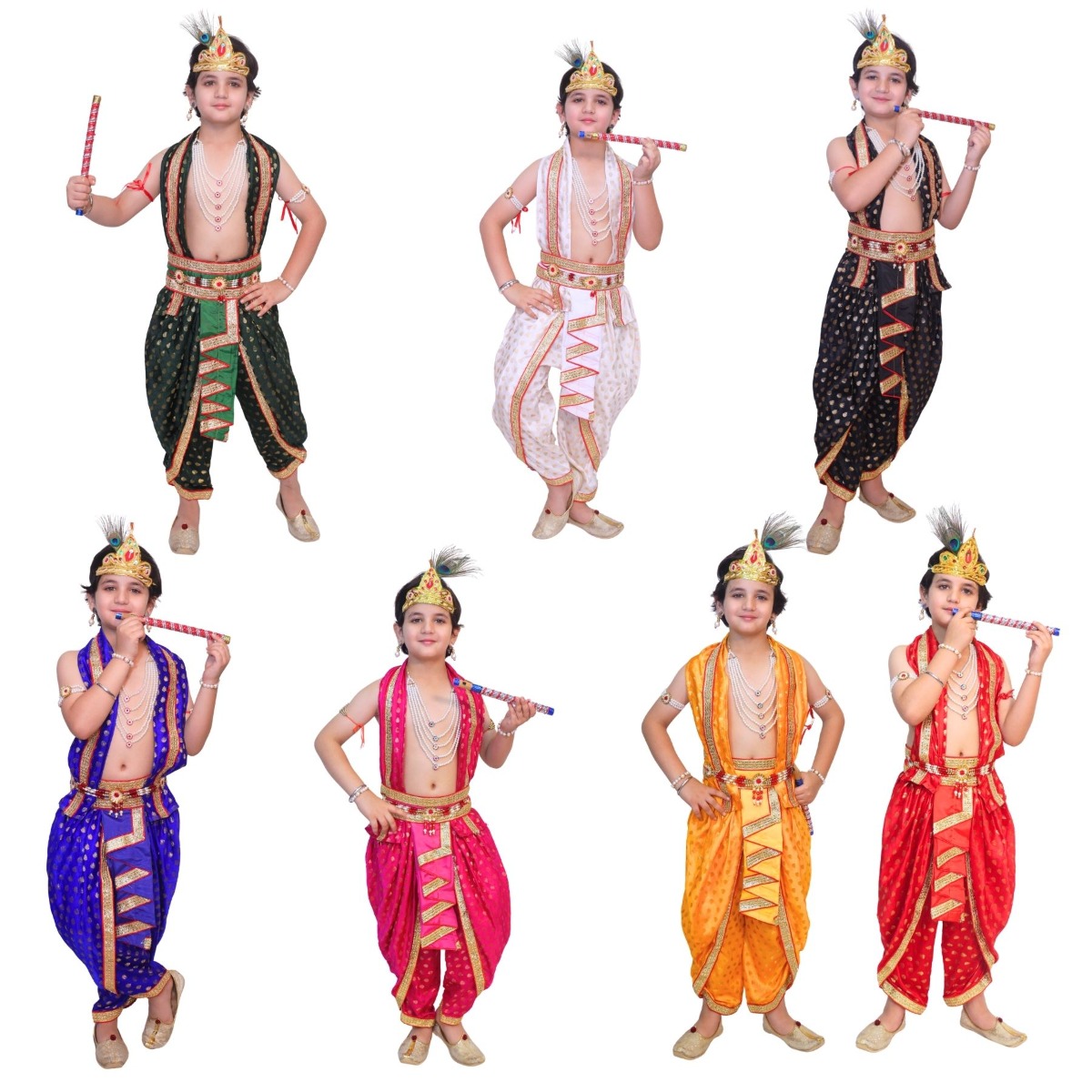 Kids  Krishna Costume for Boys | Janmashtami Fancy Dress I Traditional Bal Gopal Outfit for Festivals, School Functions & Stage Performance