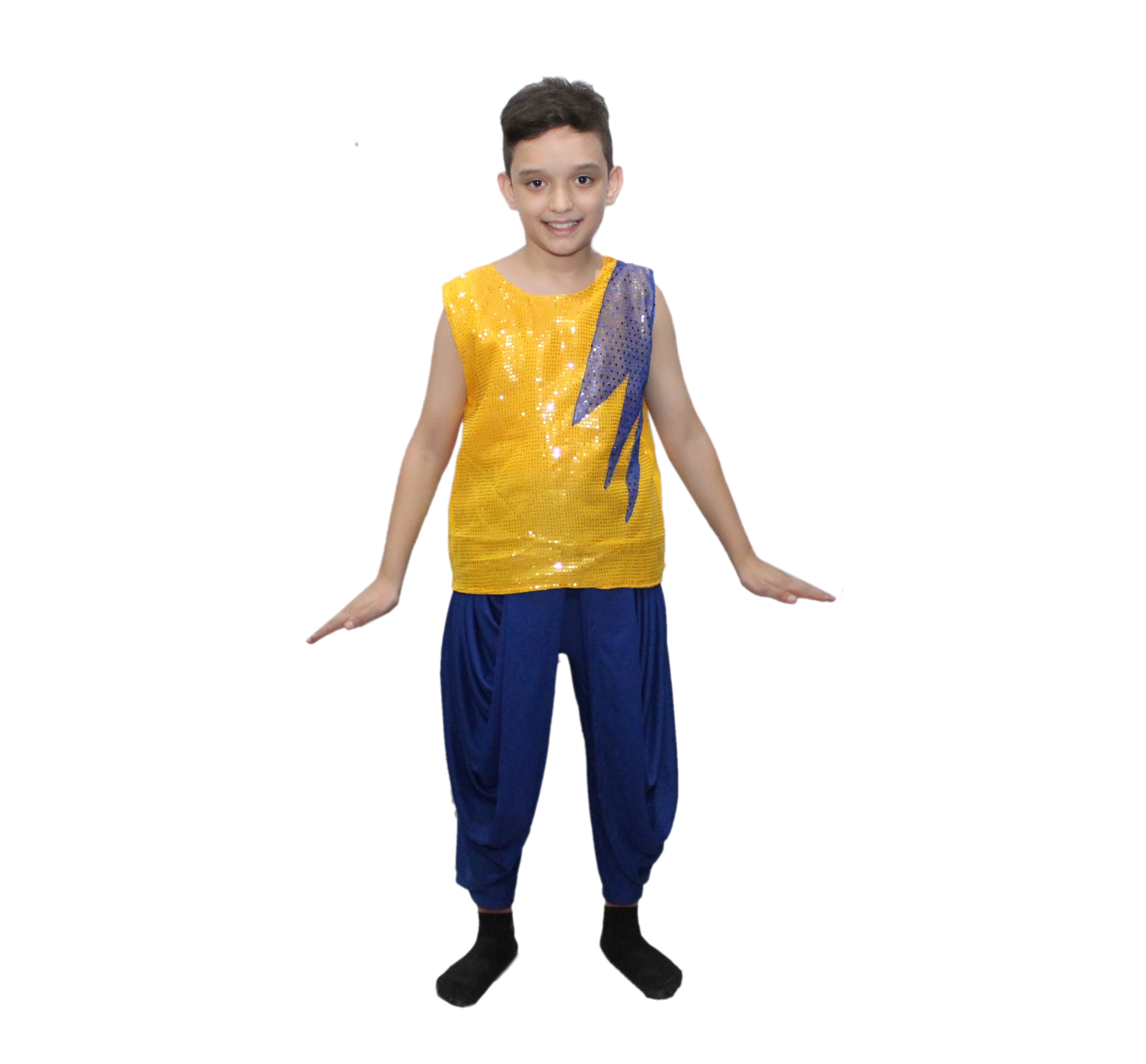 Yellow T-Shirt with Blue Patch Fancy Dress for Kids