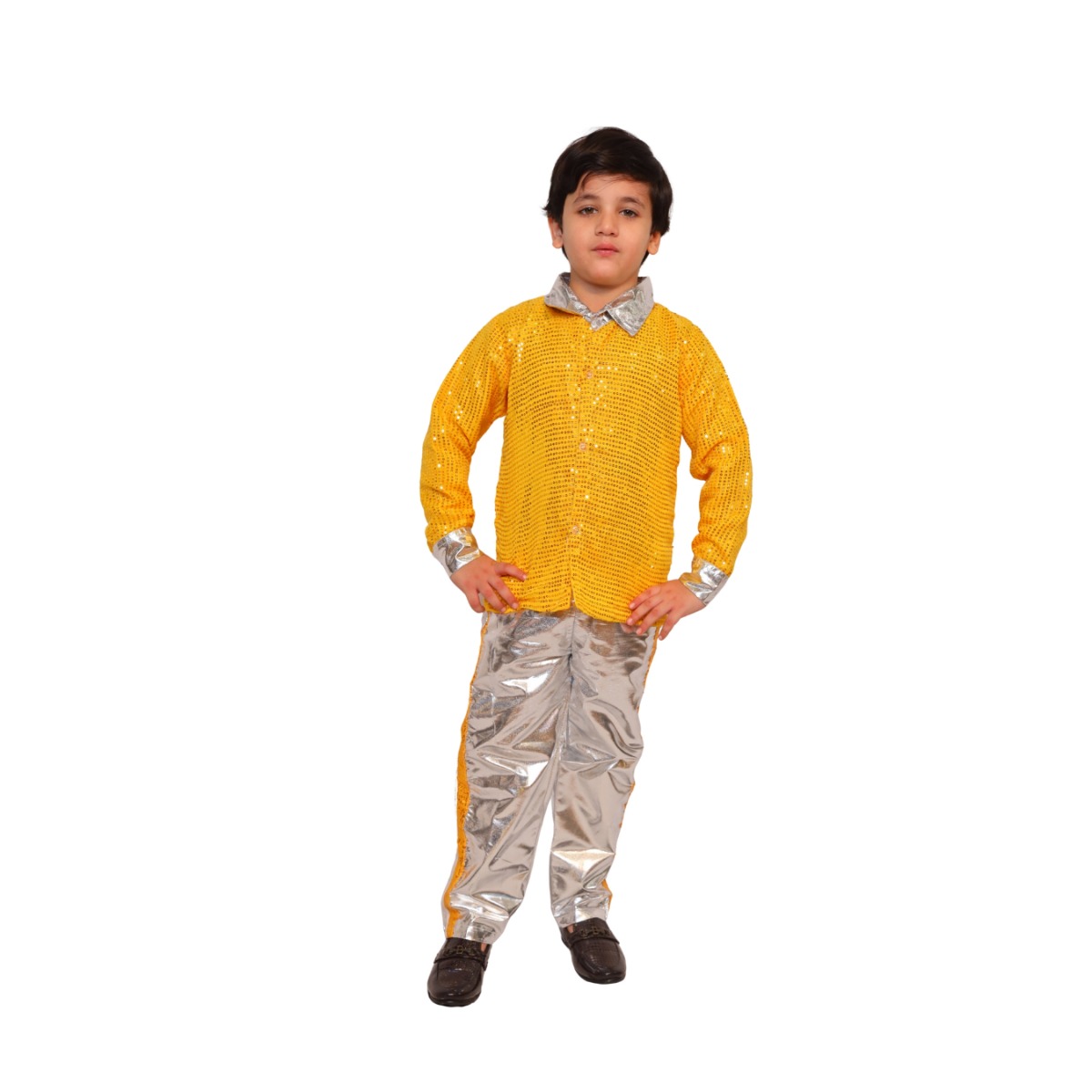 Yellow Shirt Silver Pant