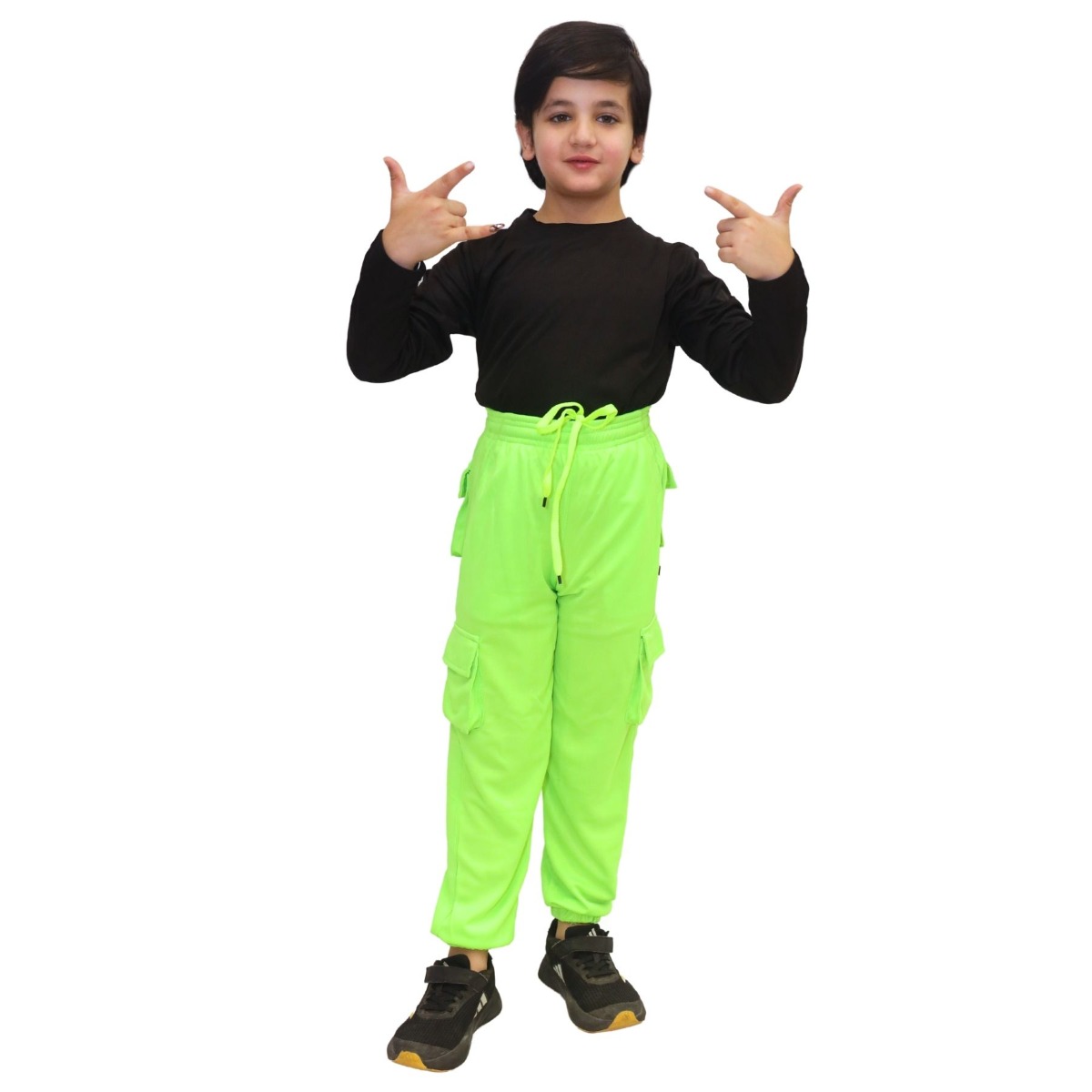 Kids Neon Green Cargo Trouser for Fancy Dress