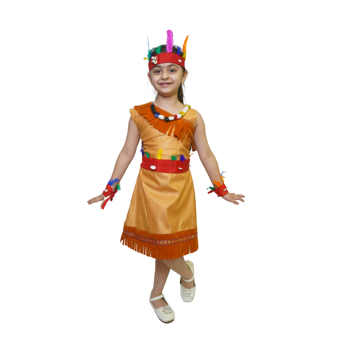 Tribal Girl Fancy Dress Costume for Kids with Accessories Cultural Events