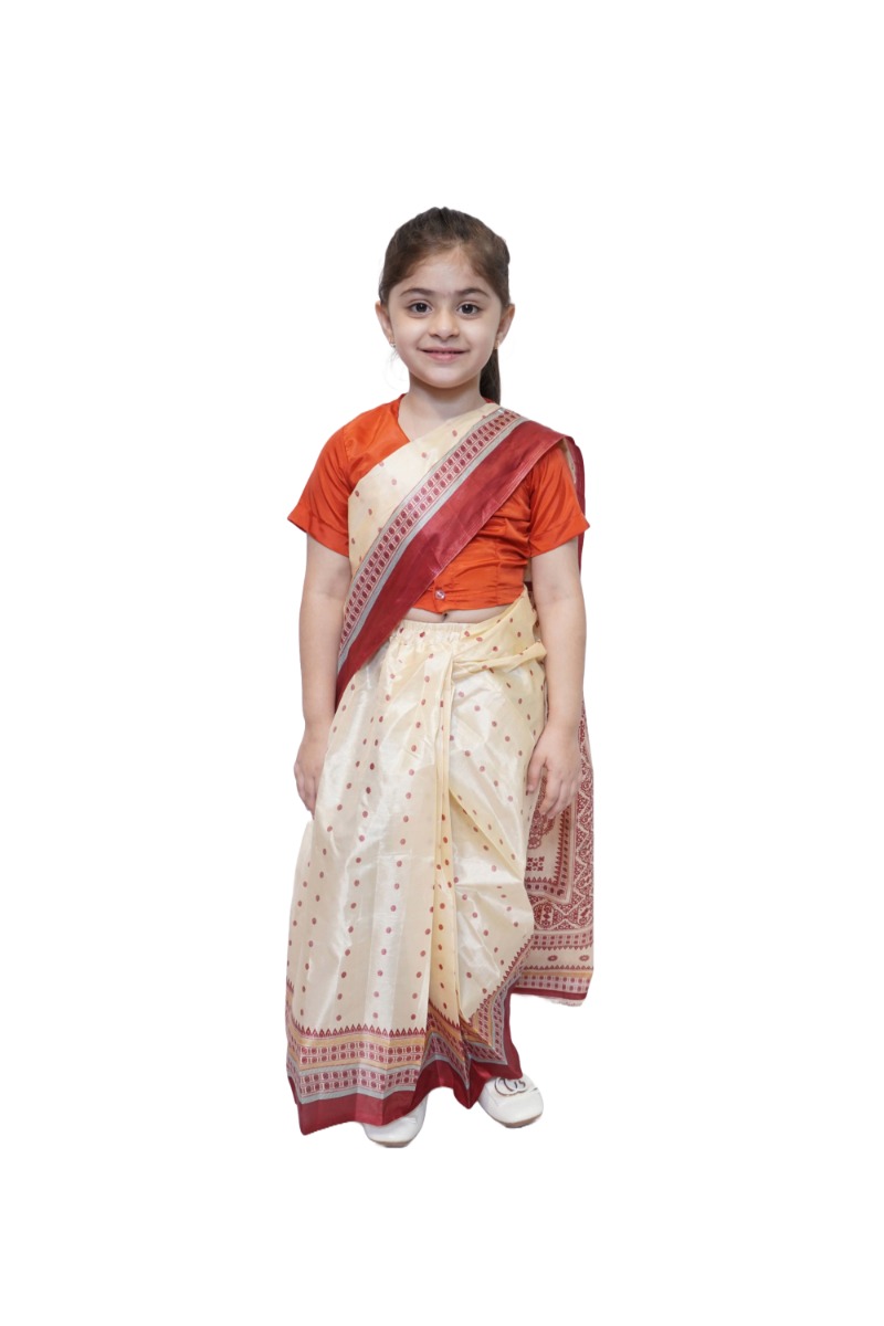 Kids Traditional Assam Bihu Saree Costume