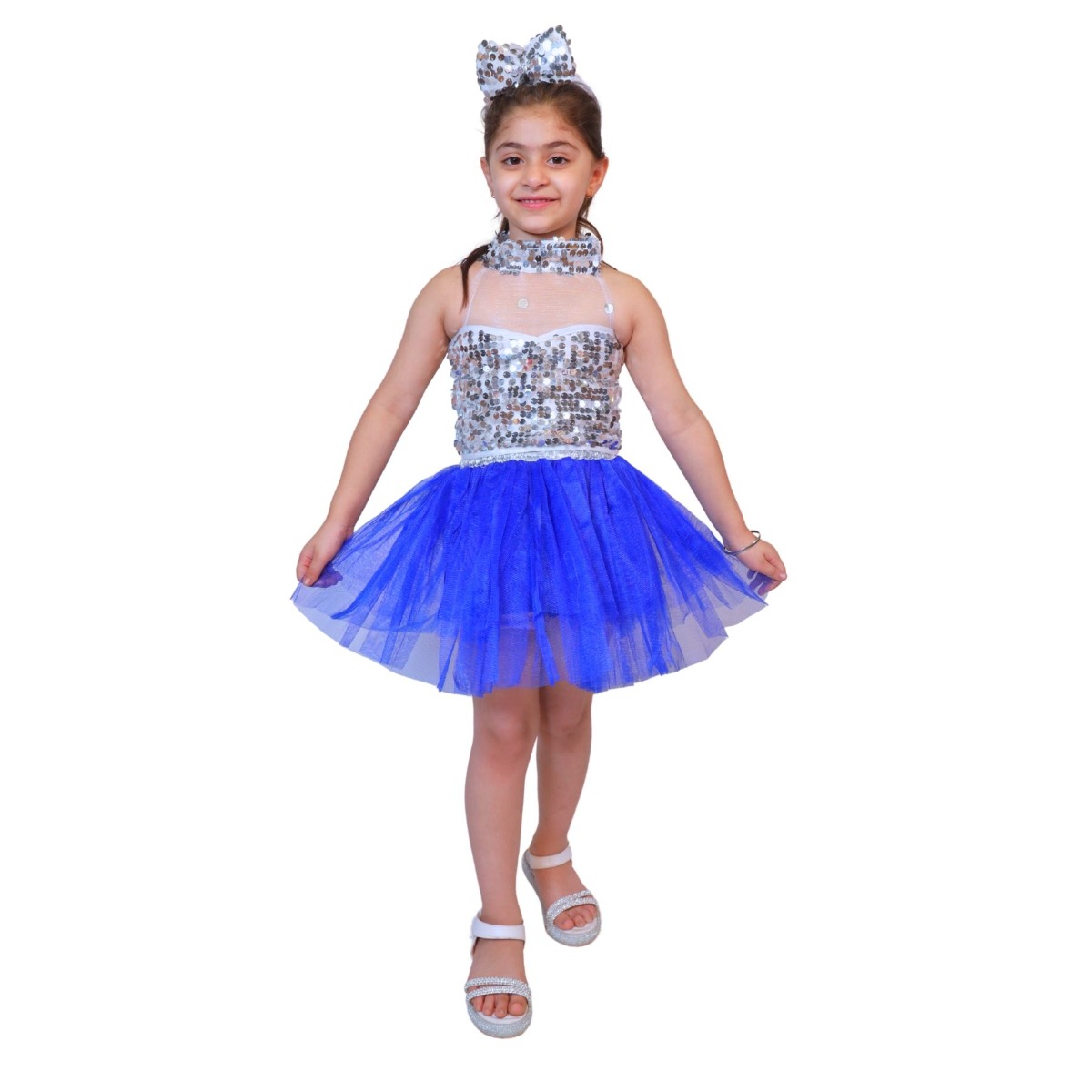 Little Star Net Skirt & Silver Top Dress