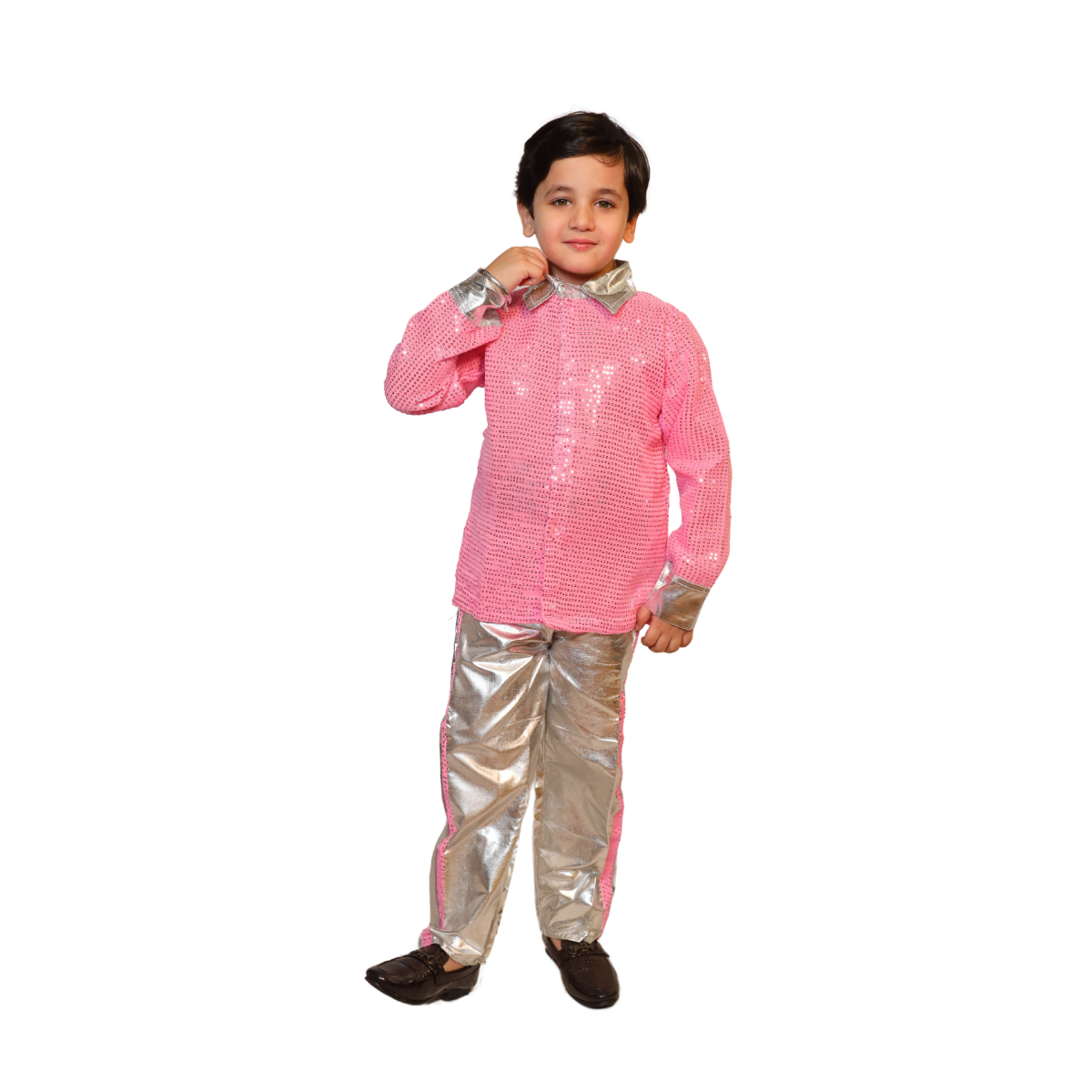 Pink Shirt and Silver Pant Set