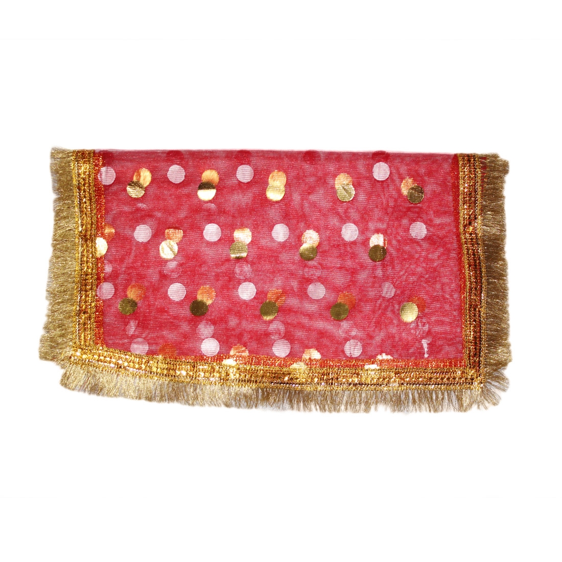 Mata Ki Chunari Full Size 2.25 Meter /Navratri Chunni/Devi Mata Full Jari Chunari/Chunar/Mata chunri/Durga Devi Chunni With Golden Embroidery And Lace,Used For Various Hindu Puja