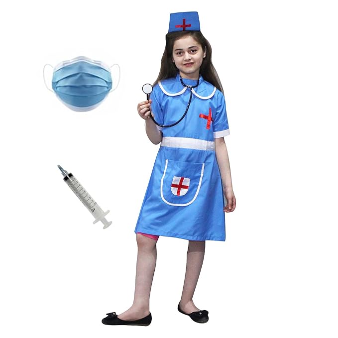 Nurse Blue Fancy Dress For Kids,Our Helper Costume For Annual Function/Theme Party/Competition/Stage Shows Dress