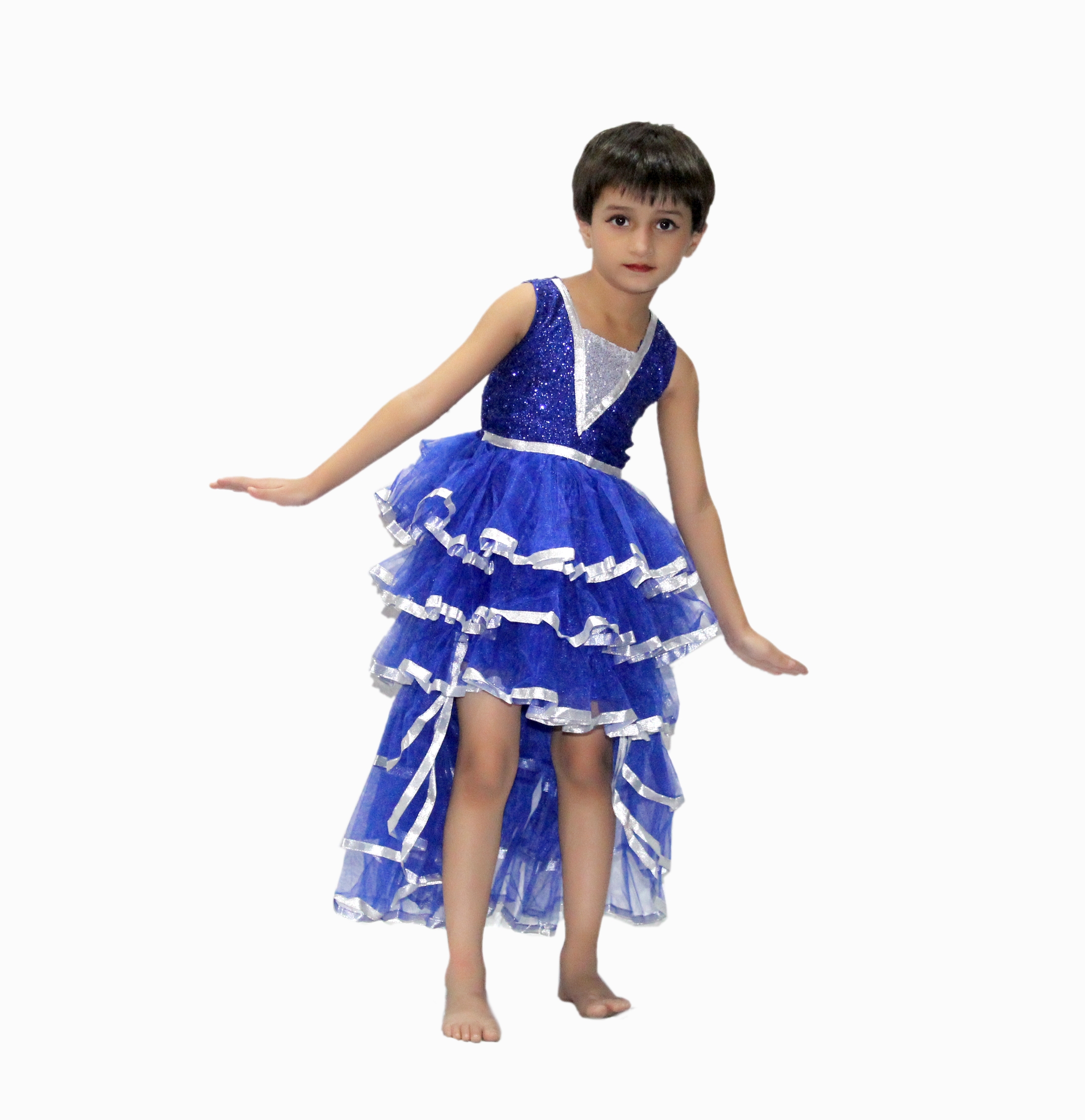 Sparkling Latin Dance Performance Dress for Girls