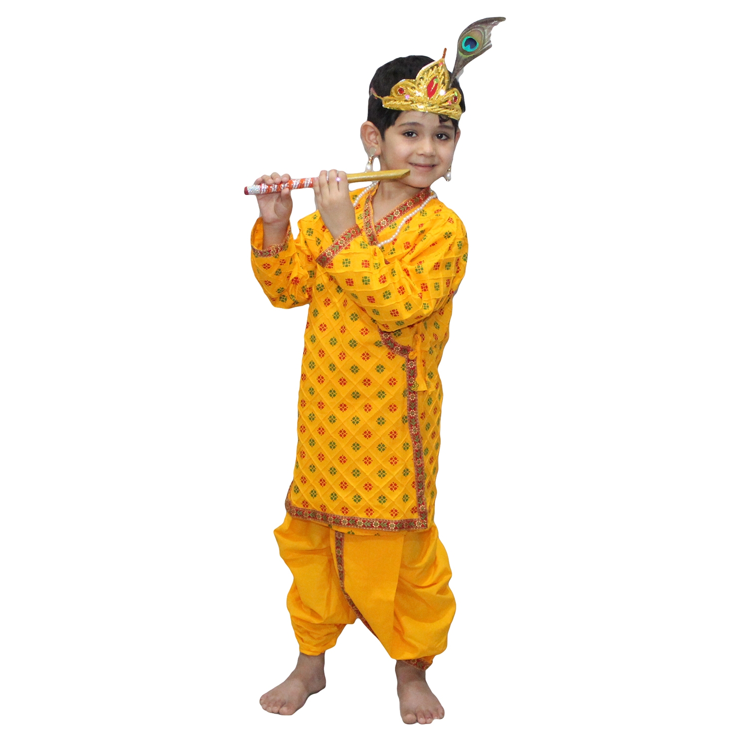 Krishna Printed Without Jewellery Fancy Dress for Kids