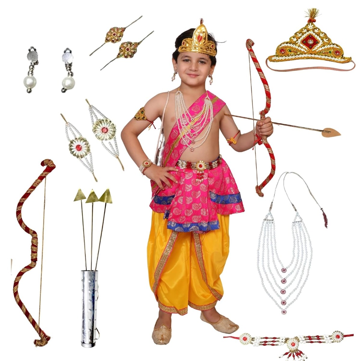Ram belt magenta 5 Line Mala fancy dress for kids,Mythological Costume for School Annual function/Theme Party/Competition/Stage Shows Dress