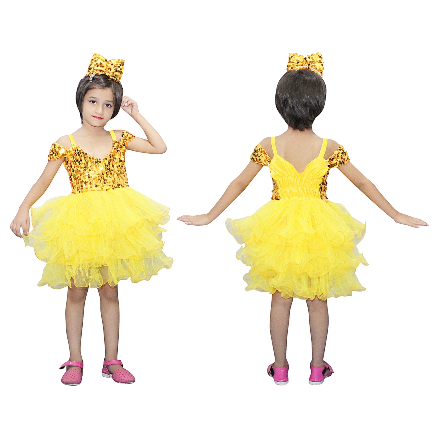 Girls’ Western Style Yellow Performance Dress
