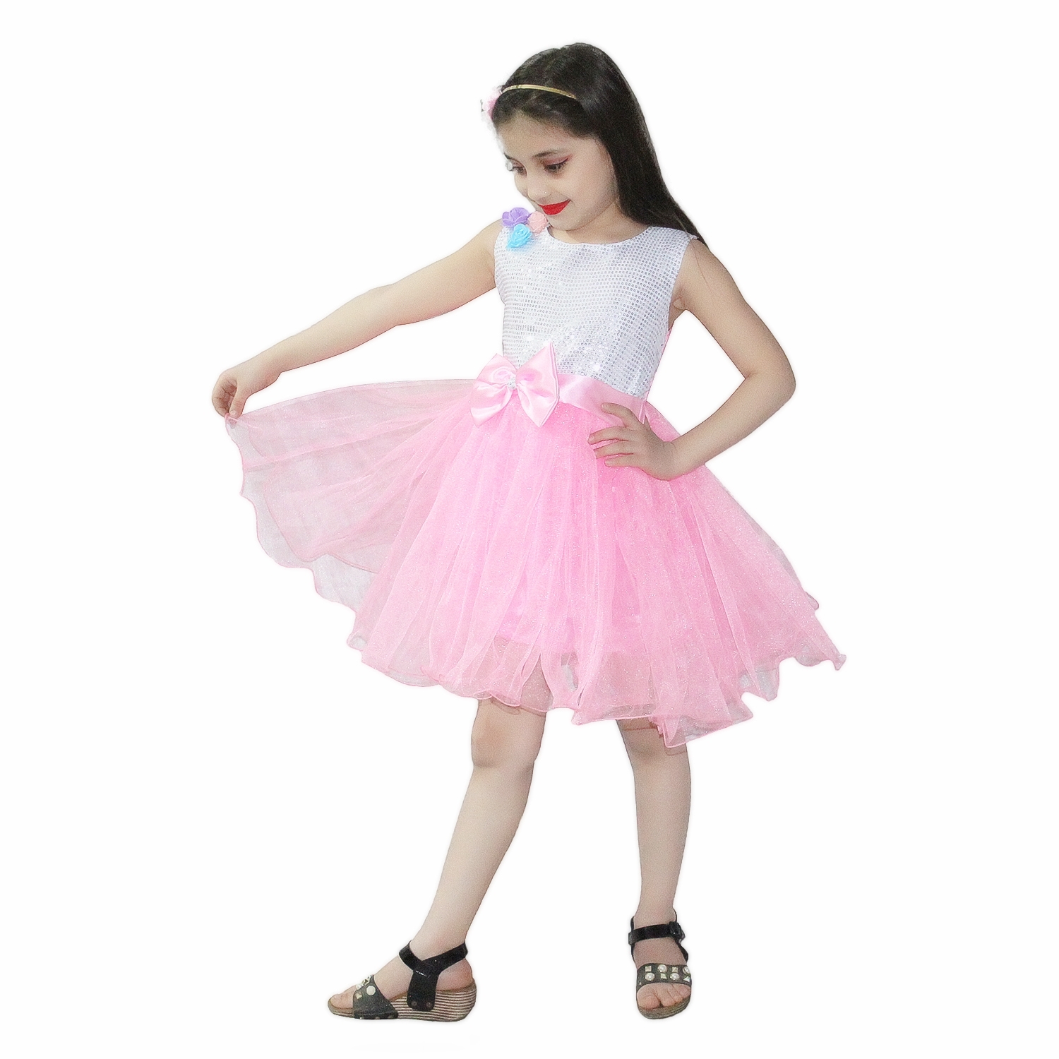 Silver And Pink Frock,Western Costume For Kids School Annual function/Theme Party/Competition/Stage Shows/Birthday Party Dress