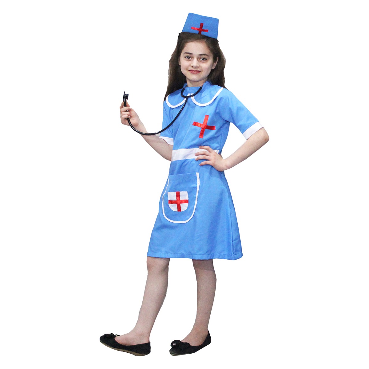 Nurse Blue Fancy Dress For Kids,Our Helper Costume For Annual  Function/Theme Party/Competition/Stage