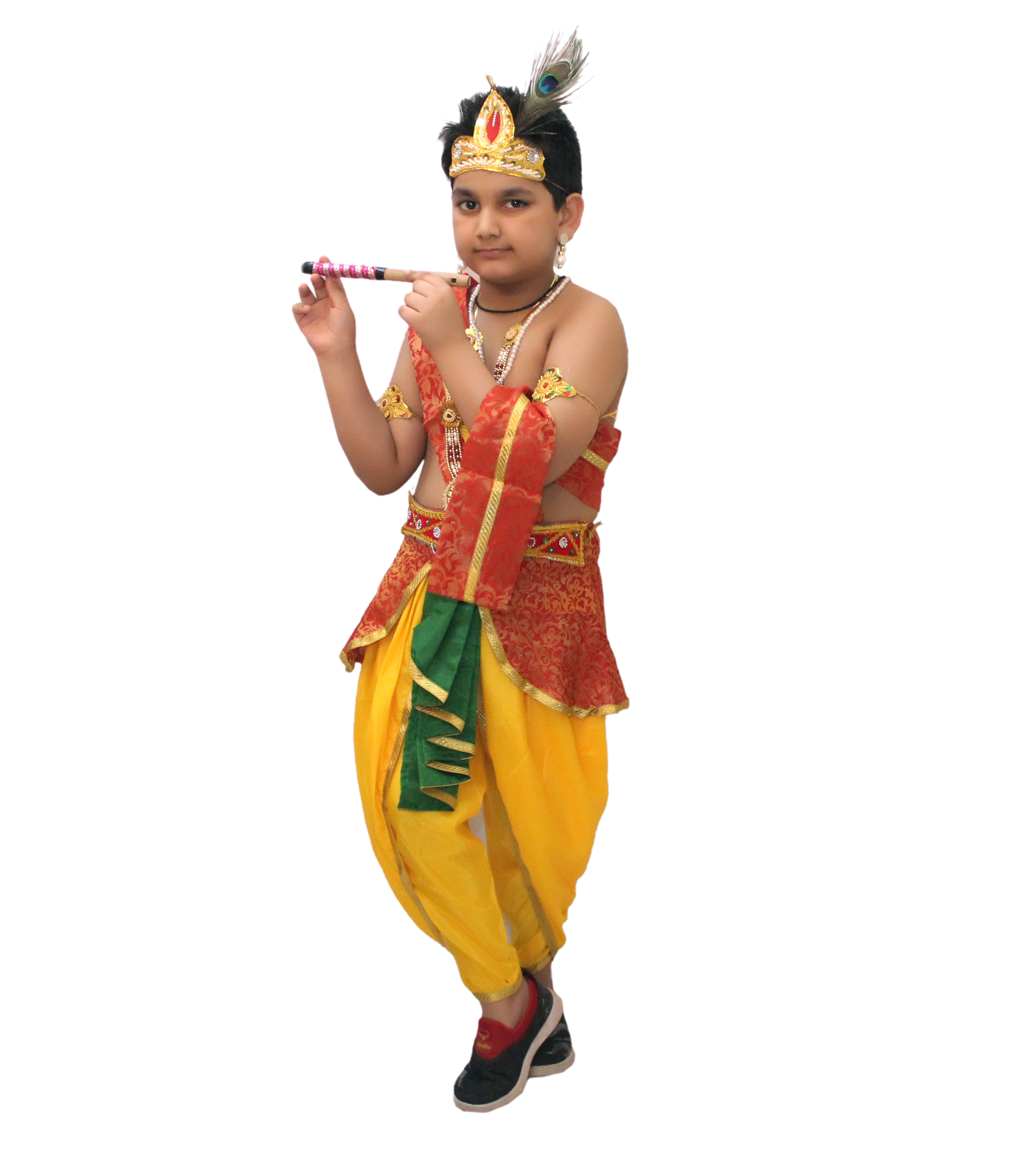 Krishna belt Red fancy dress for kids,Mythological  Costume for School Annual function/Theme Party/Competition/Stage Shows Dress