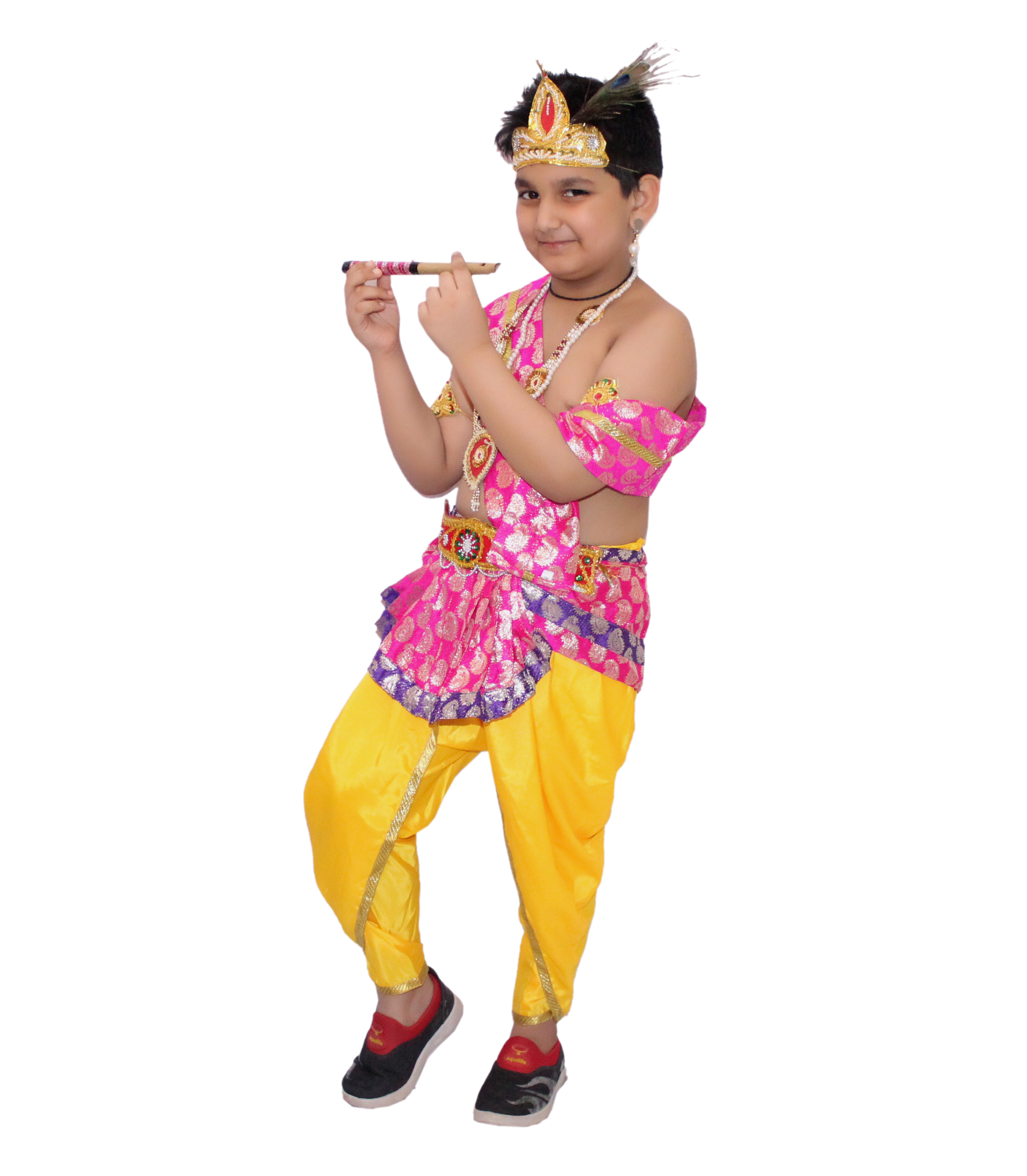 Krishna belt Magenta fancy dress for kids,Mythological  Costume for School Annual function/Theme Party/Competition/Stage Shows Dress