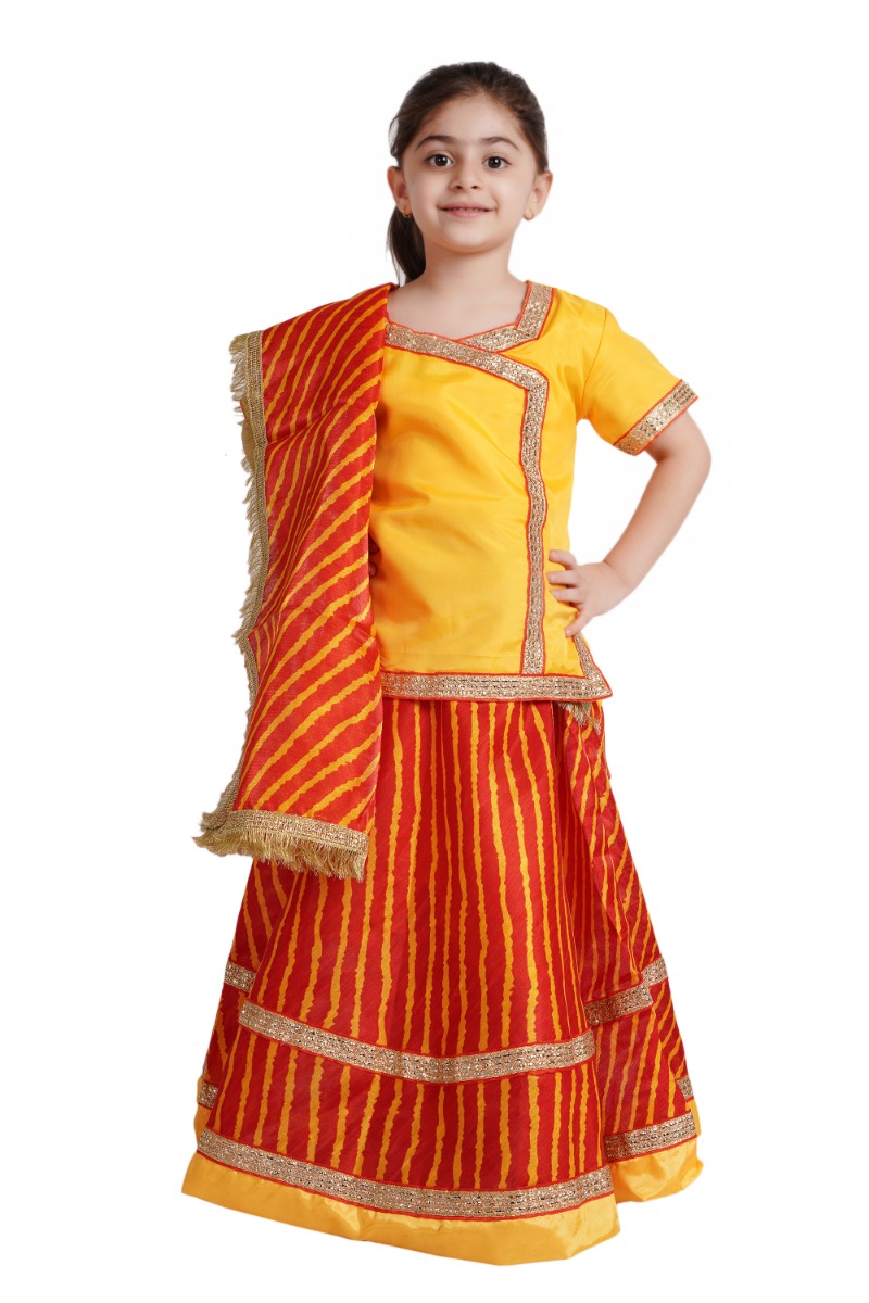 Girls Traditional Lahariya Lehenga Choli for Cultural Events