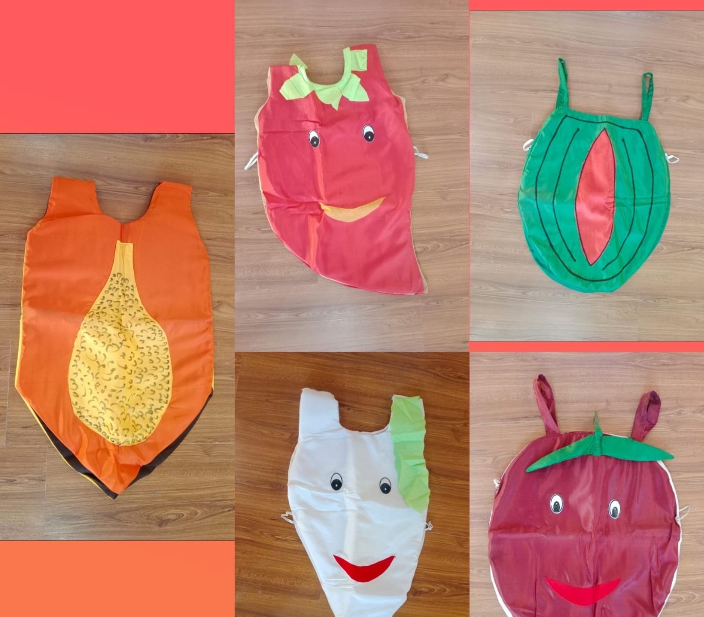 mix-fruits-vegetables-cutout fancy dress for kids,Fruits vegetables Costume for School Annual function/Theme Party/Competition/Stage Shows Dress