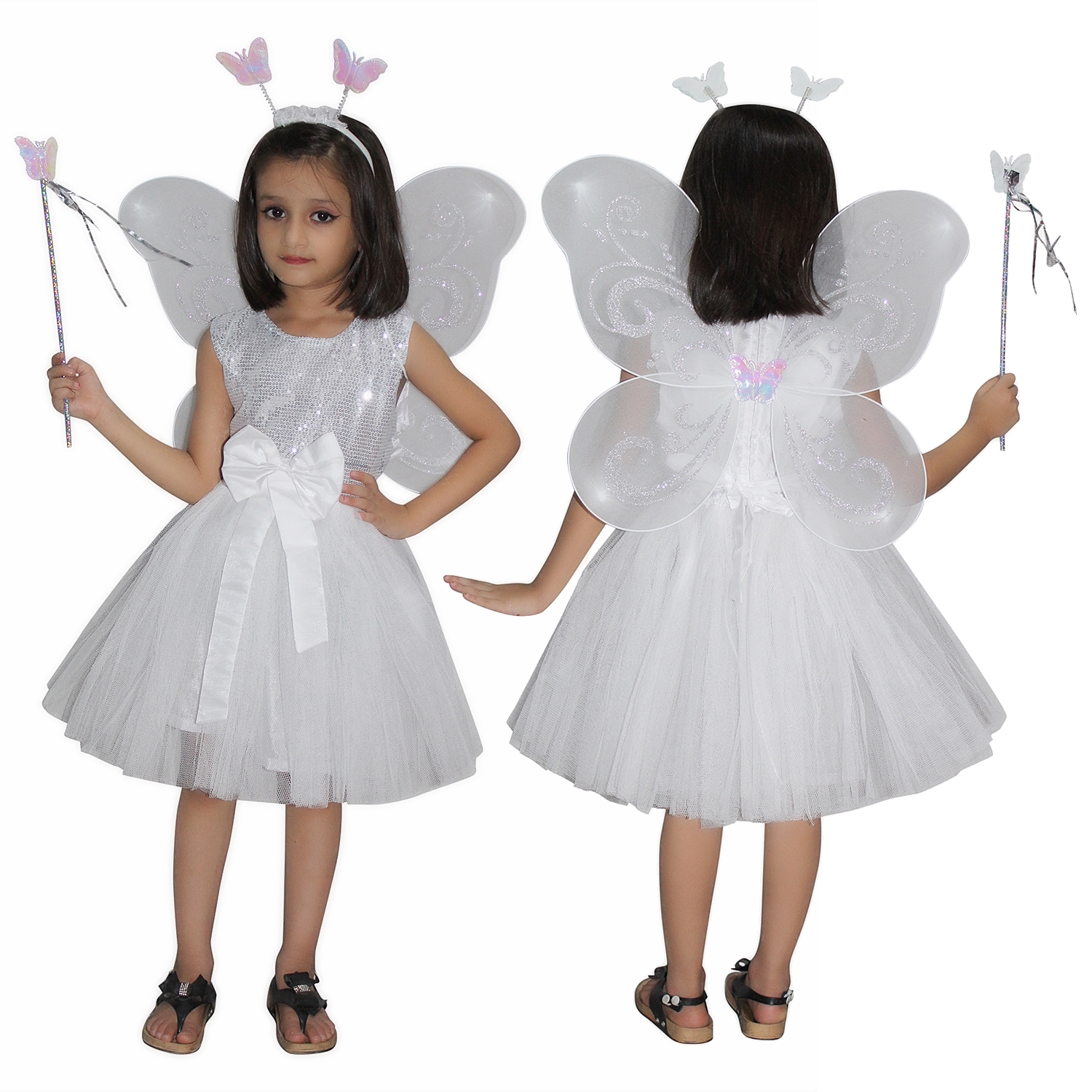 White Butterfly Fancy Dress for Kids