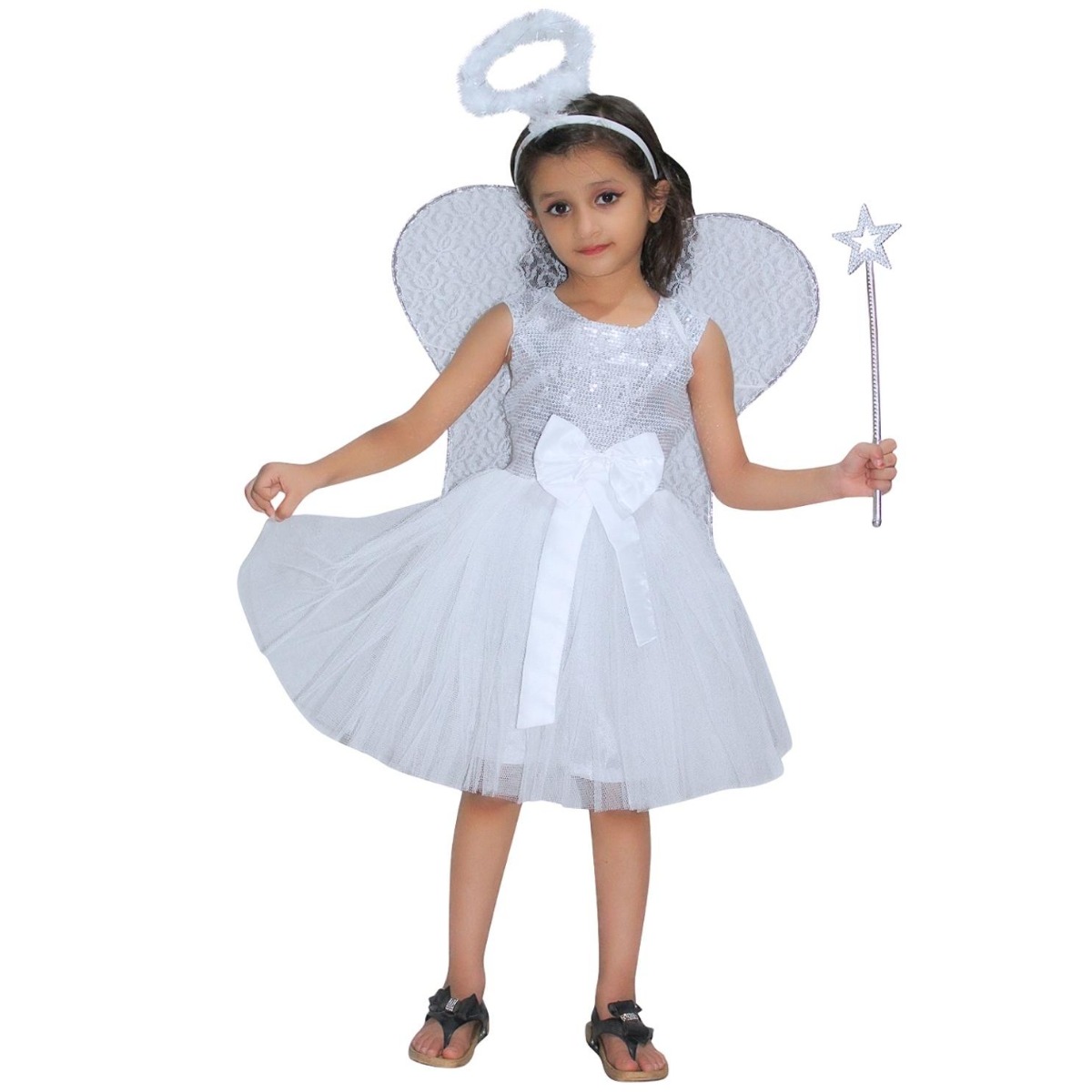 white christmas dresses Kids Girls Dress Up Angel Christmas with Harp Nativity Fancy Dress Cos –  Labreeze Ltd main image 1