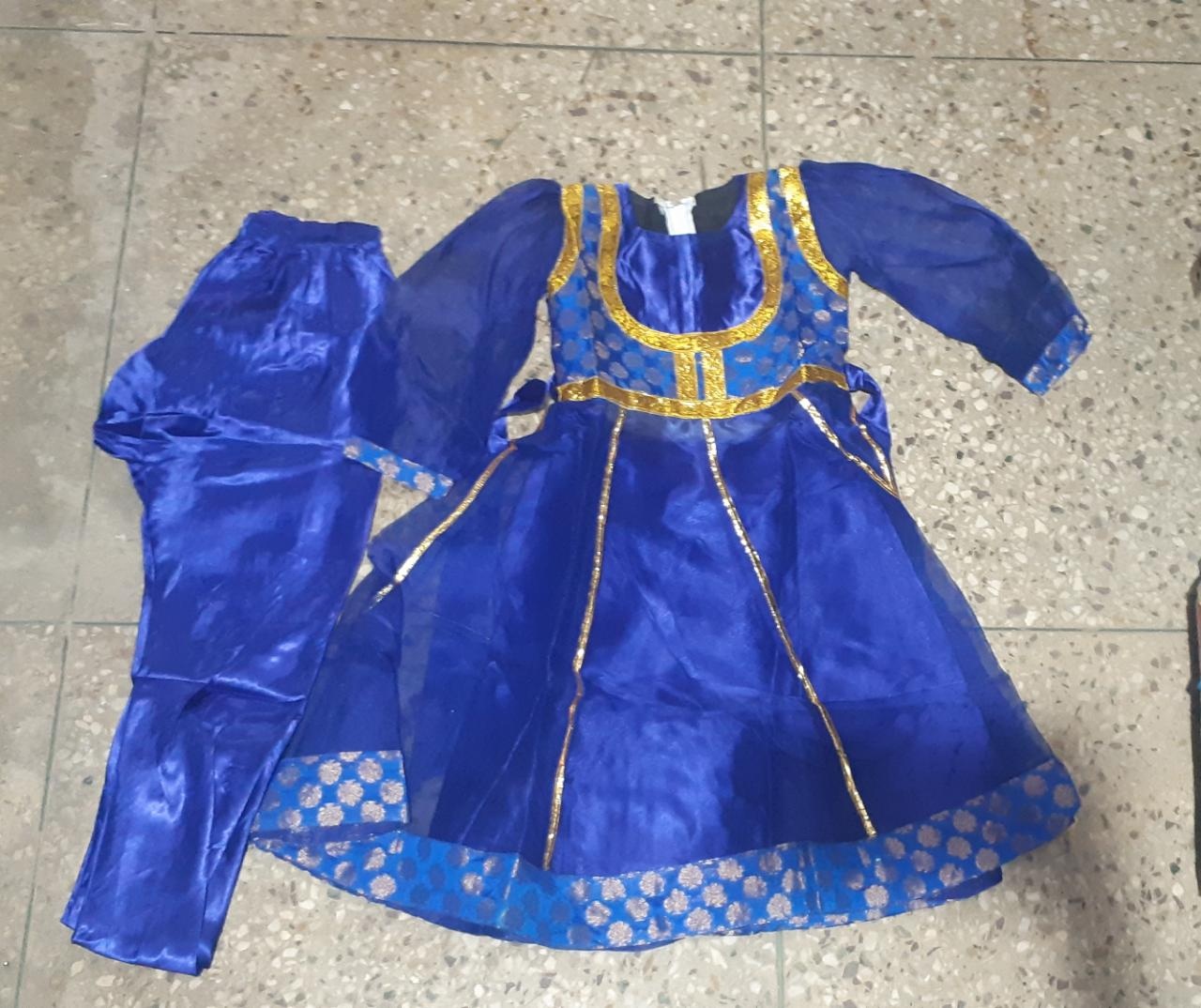 Blue Anarkali Fancy Dress For Kids,Costume For Annual Function/Theme Party/Competition/Stage Shows Dress