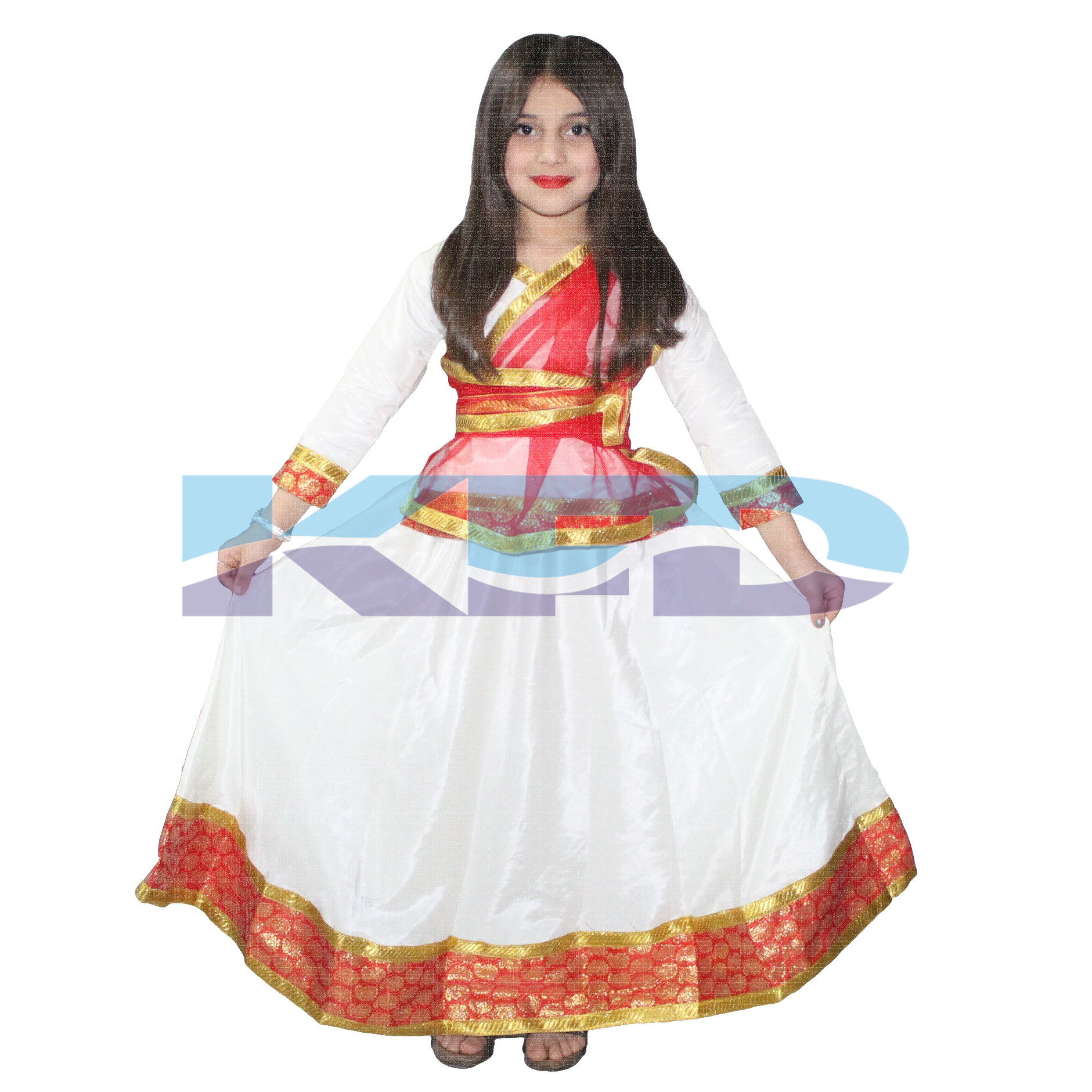 The Dance Bible Girls Kathak Dance Dress Anarkali Style Costume (3 piece  set - Ghagra, Choli, Dupatta) (20 (2-4 Years), Orange) : Amazon.in:  Clothing & Accessories