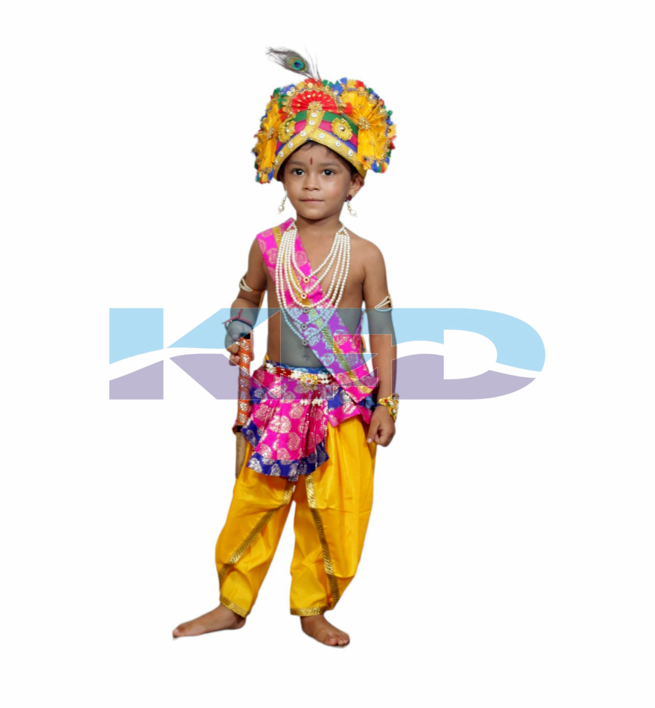 Krishna belt Magenta pagde fancy dress for kids,Mythological  Costume for School Annual function/Theme Party/Competition/Stage Shows Dress