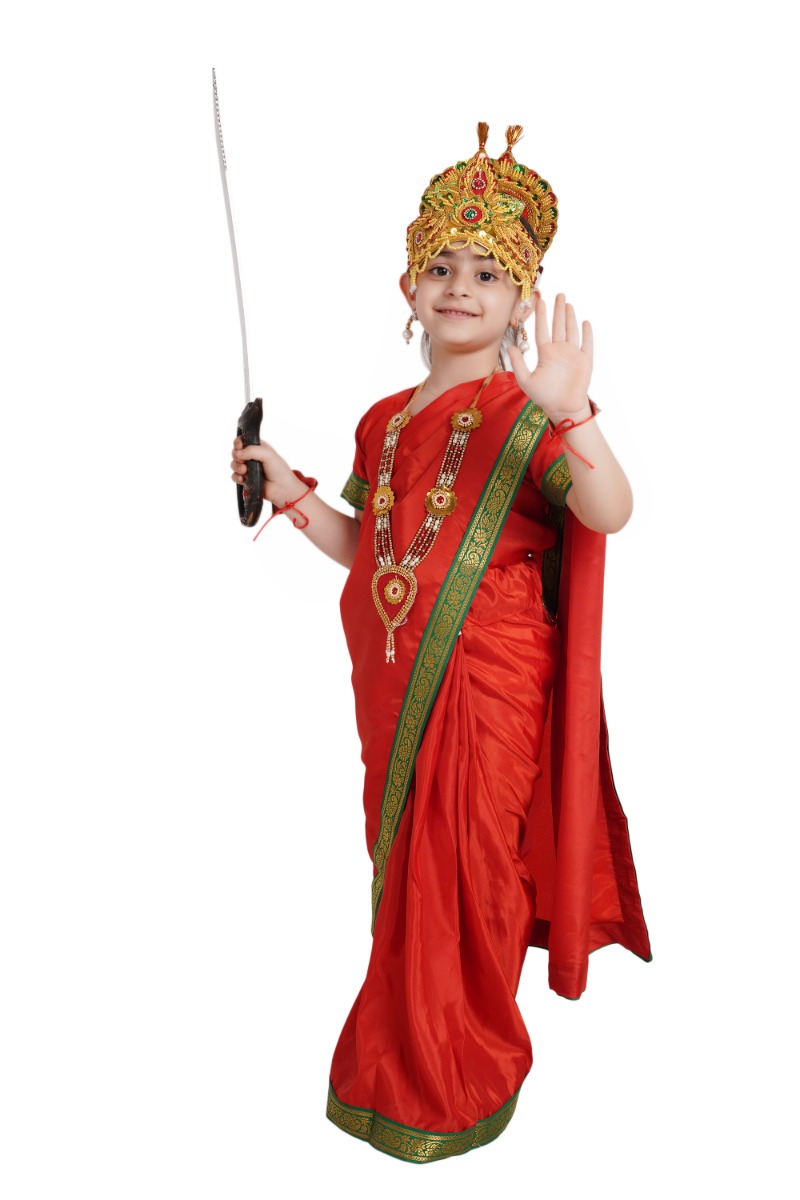Goddess Durga Red Saree Costume for Kids