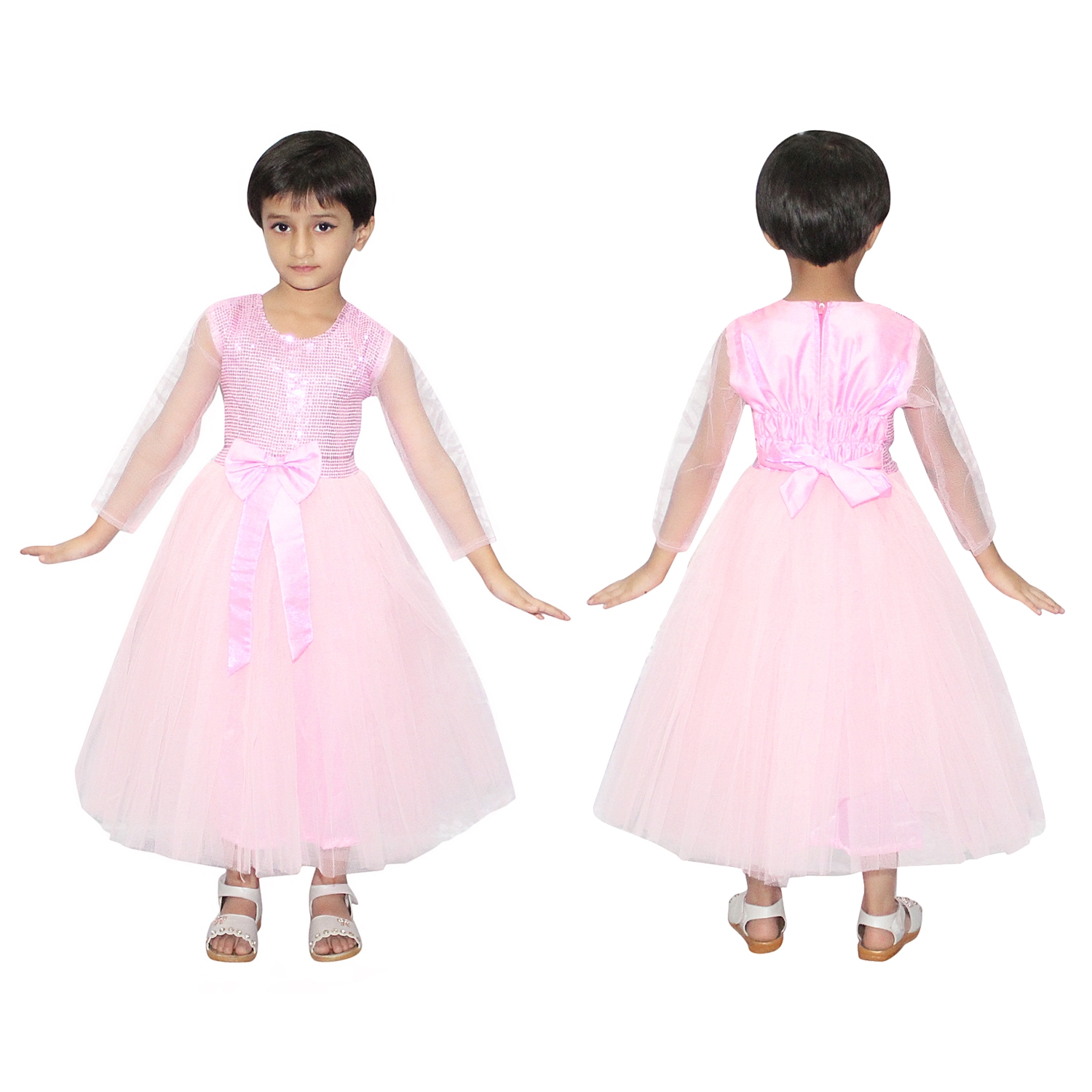 Pink Long Gown Net Fairy Tales Costume