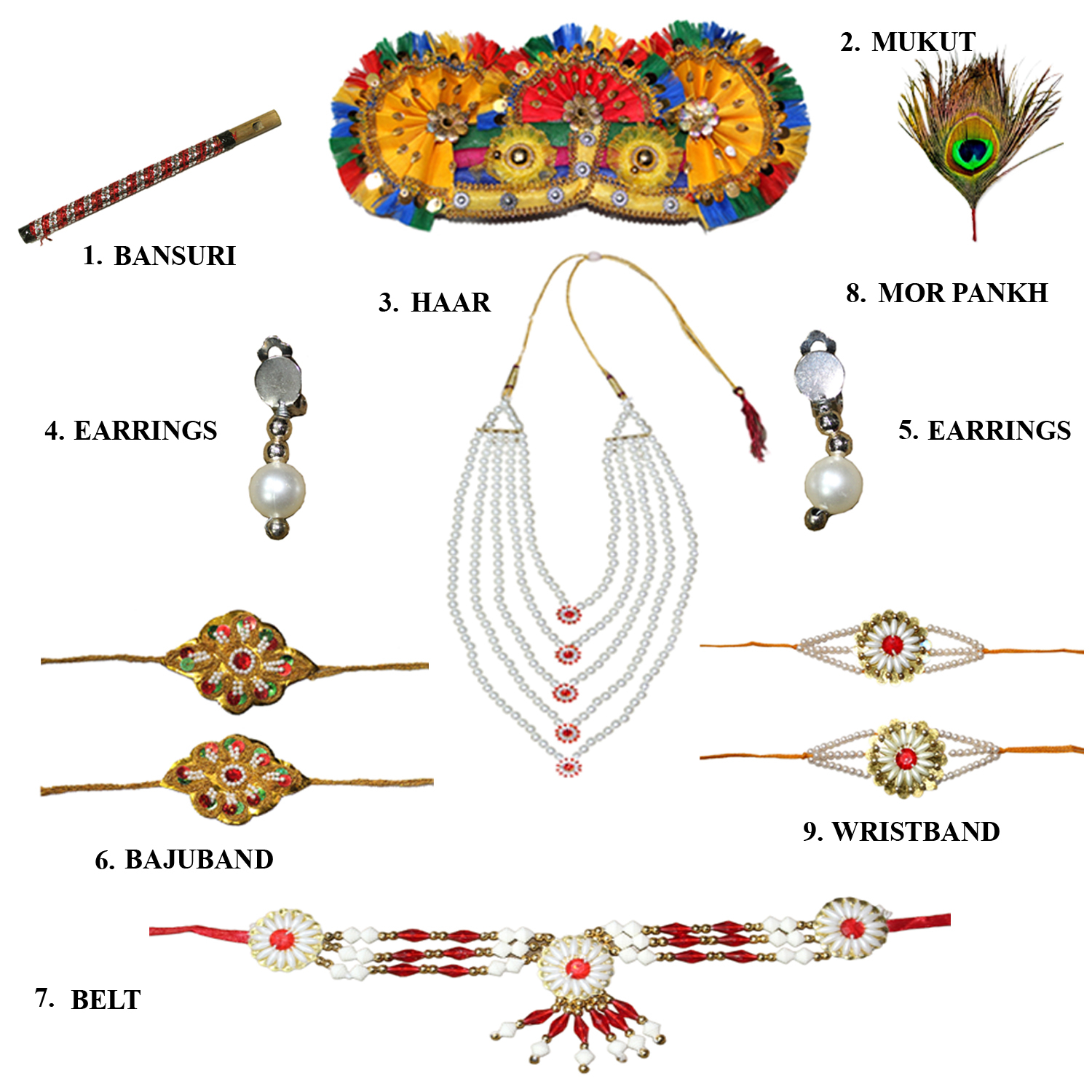 Krishna Jewellery pagde  For Kids Krishnaleela/Janmashtami/Kanha/Mythological Character For Kids School Annual function/Theme Party/Competition/Stage Shows Dress