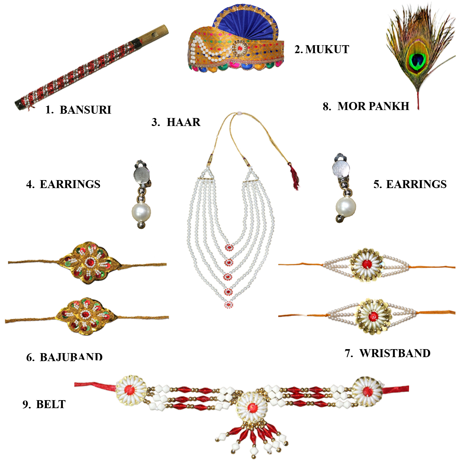 Krishna Jewellery fabric mukut For Kids Krishnaleela/Janmashtami/Kanha/Mythological Character For Kids School Annual function/Theme Party/Competition/Stage Shows Dress