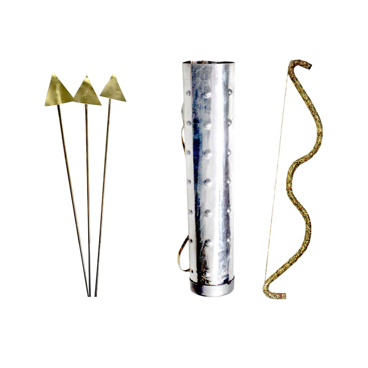Bow, Arrow & Tarksh Set for Kids Ramleela & Mahabharat Fancy Dress Accessory | Mythological Costume Props for School Plays, Stage Shows & Religious Events