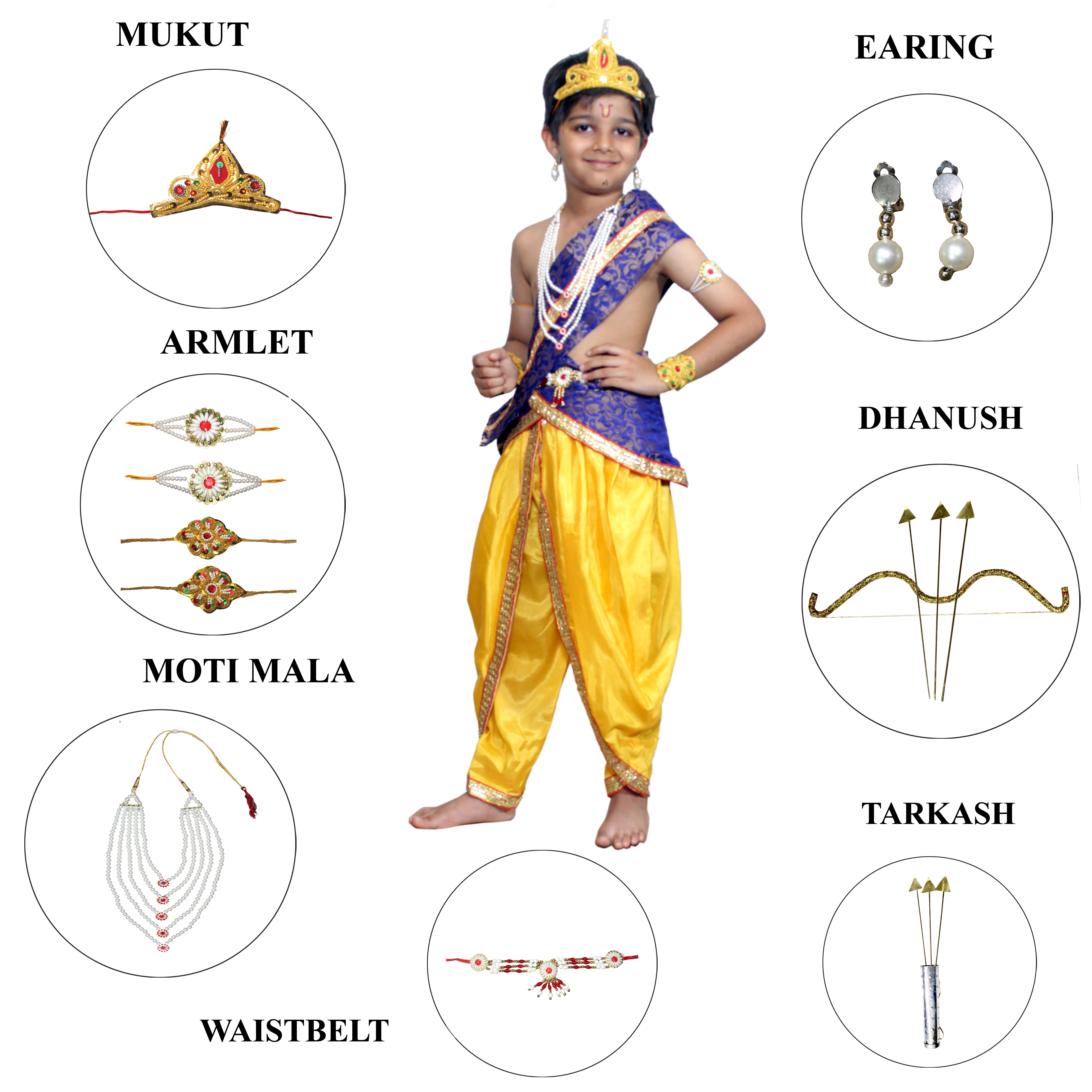Ram belt blue 5 Line Mala fancy dress for kids,Mythological  Costume for School Annual function/Theme Party/Competition/Stage Shows Dress
