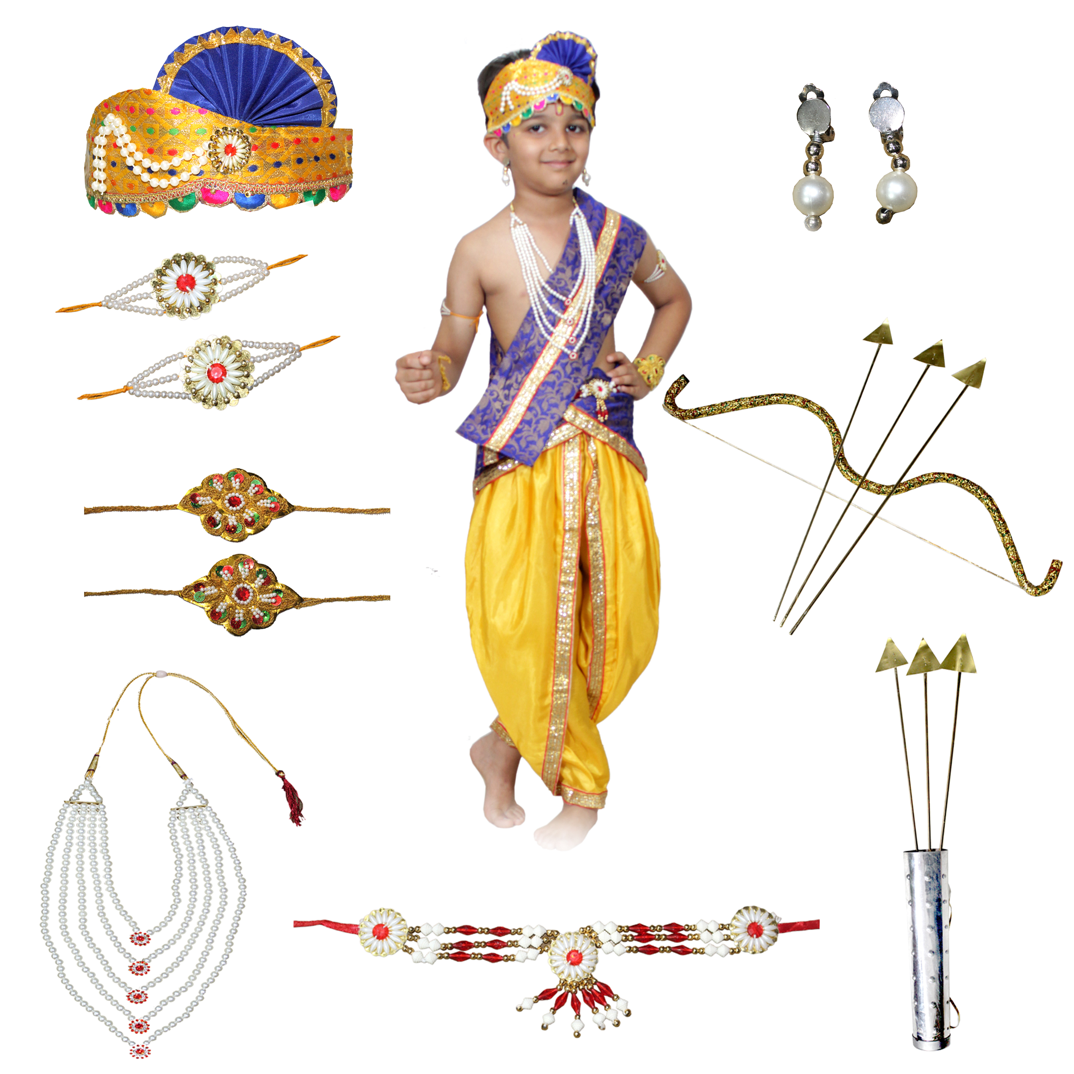 Ram belt blue fabric mukut fancy dress for kids,Mythological  Costume for School Annual function/Theme Party/Competition/Stage Shows Dress