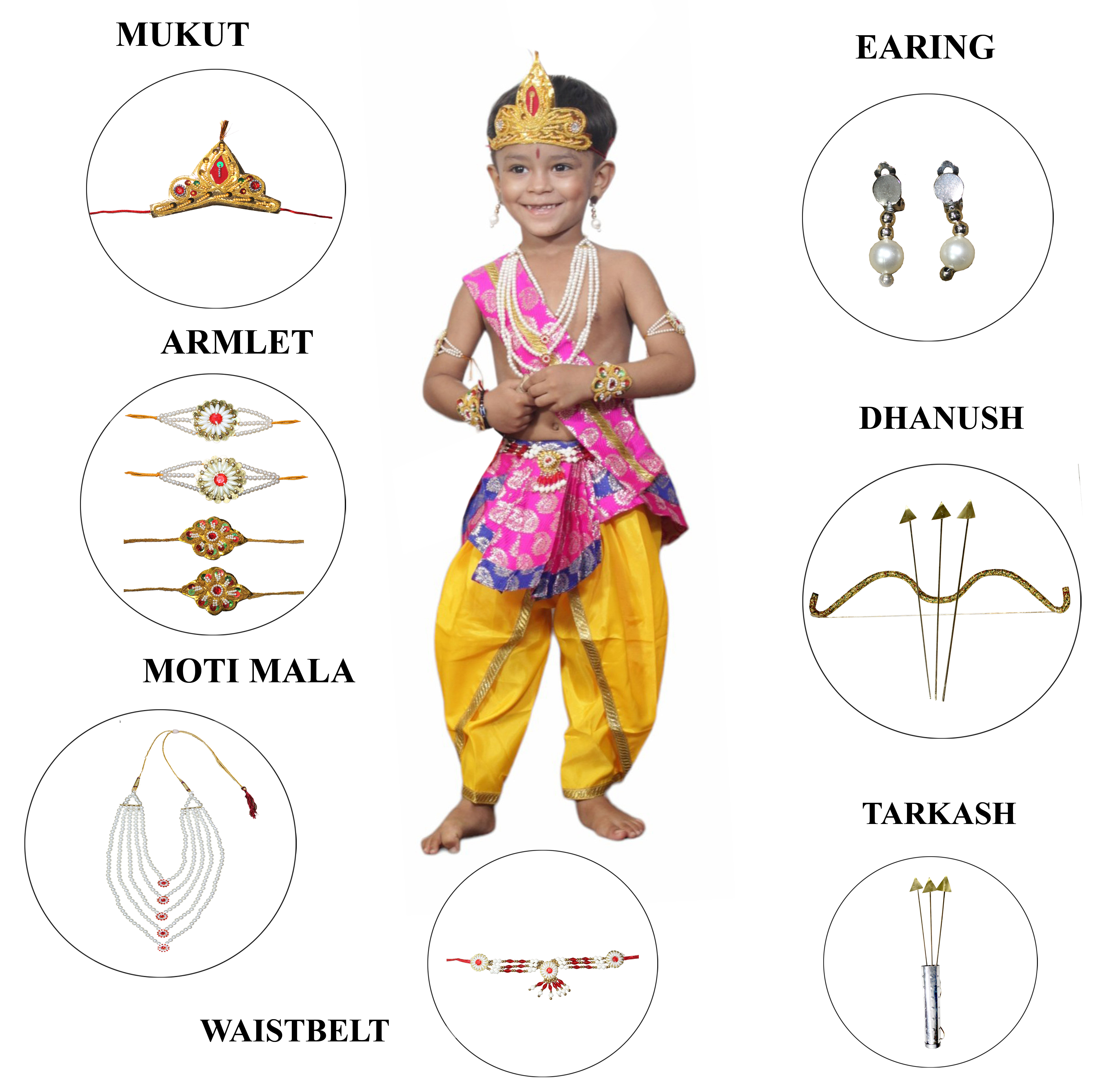 Ram belt magenta 5 Line Mala fancy dress for kids,Mythological  Costume for School Annual function/Theme Party/Competition/Stage Shows Dress