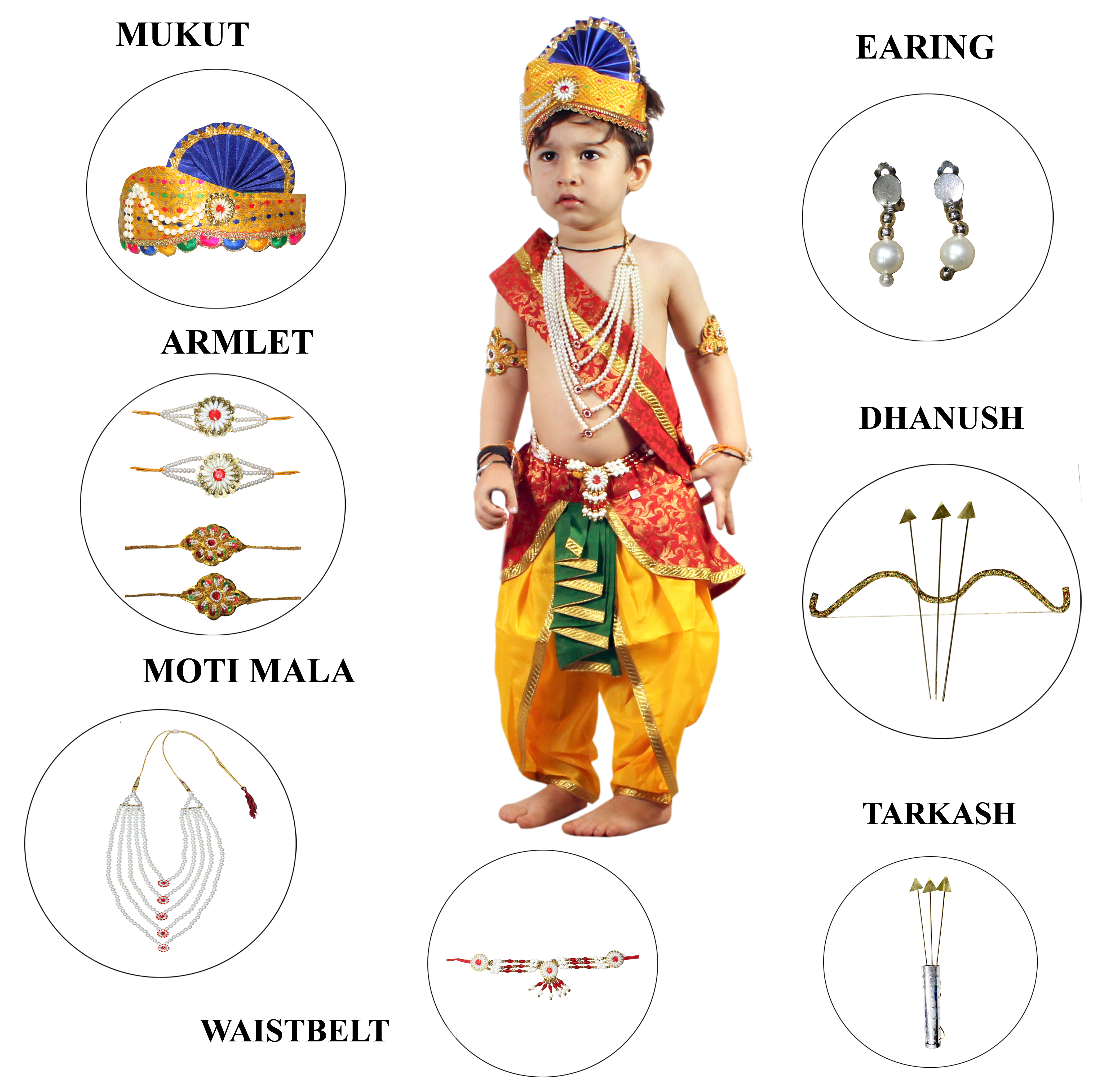 Ram belt red fabric mukut fancy dress for kids,Mythological  Costume for School Annual function/Theme Party/Competition/Stage Shows Dress