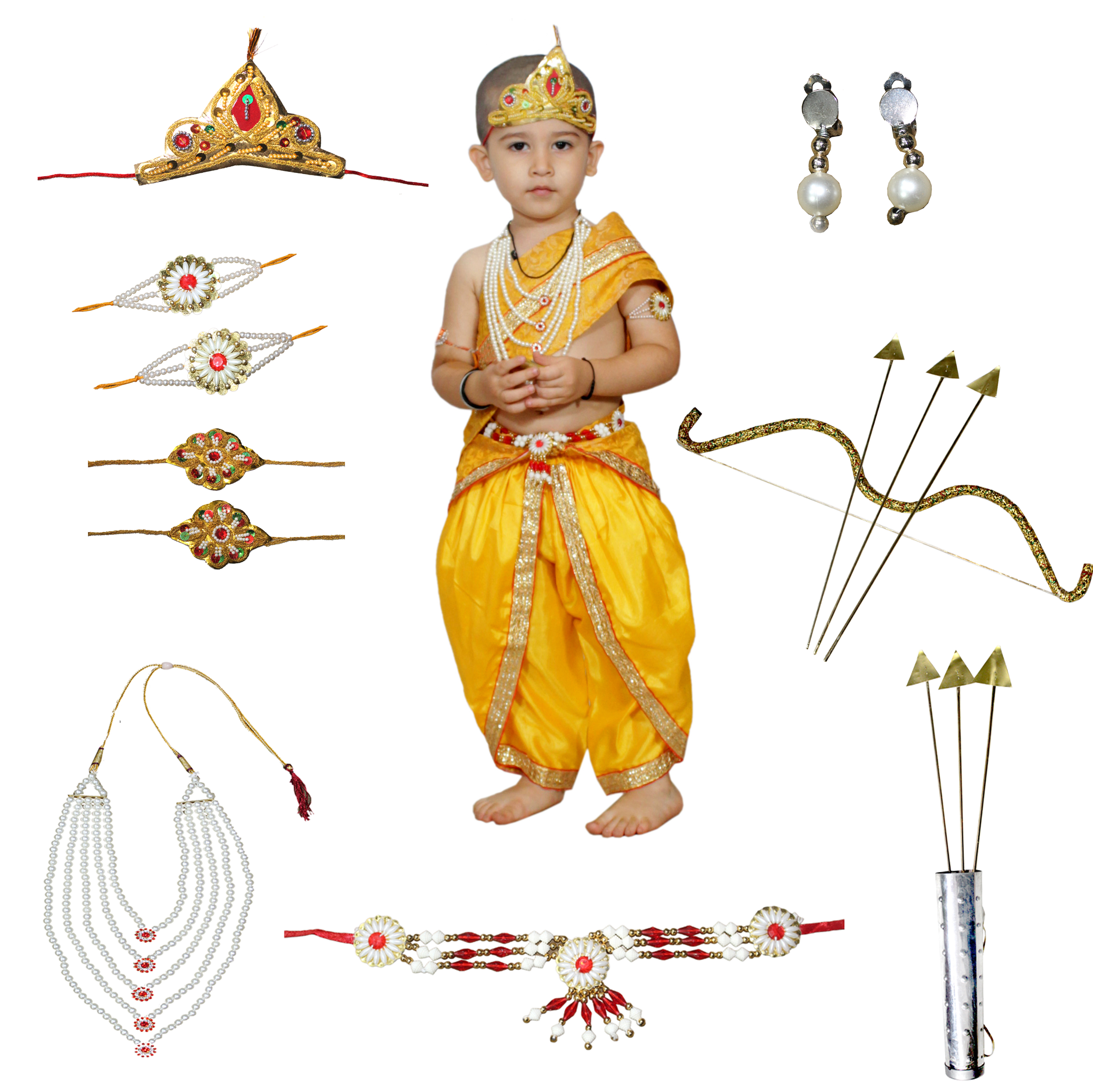 Ram belt yellow 5 Line Mala fancy dress for kids,Mythological  Costume for School Annual function/Theme Party/Competition/Stage Shows Dress