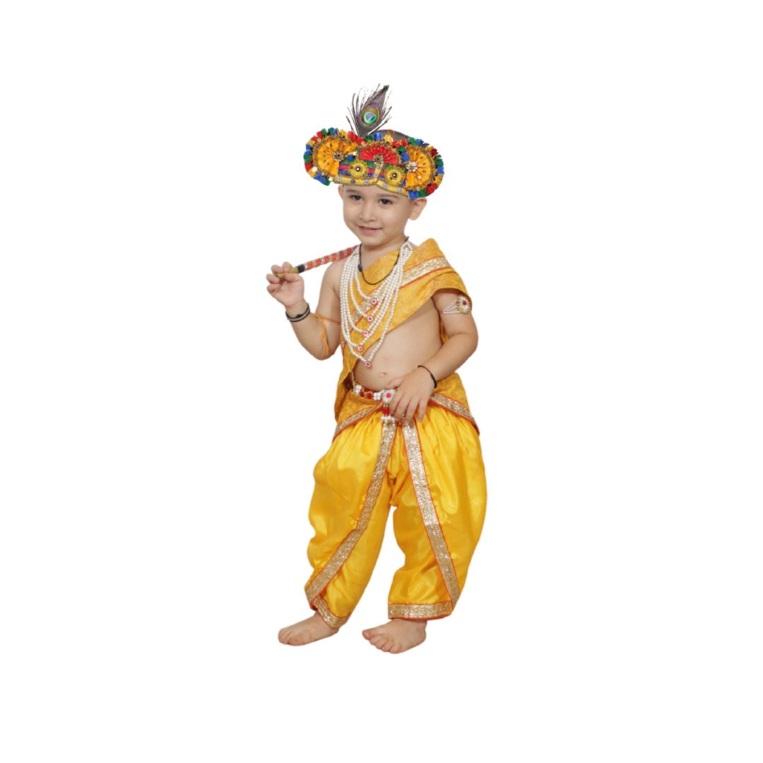 Krishna belt yellow  pagde fancy dress for kids,Mythological  Costume for School Annual function/Theme Party/Competition/Stage Shows Dress