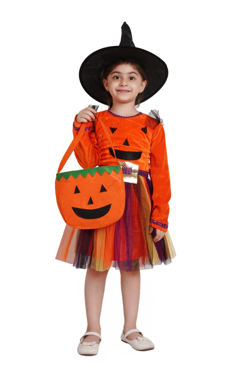 Spooky-Cute Pumpkin Costume for Girls