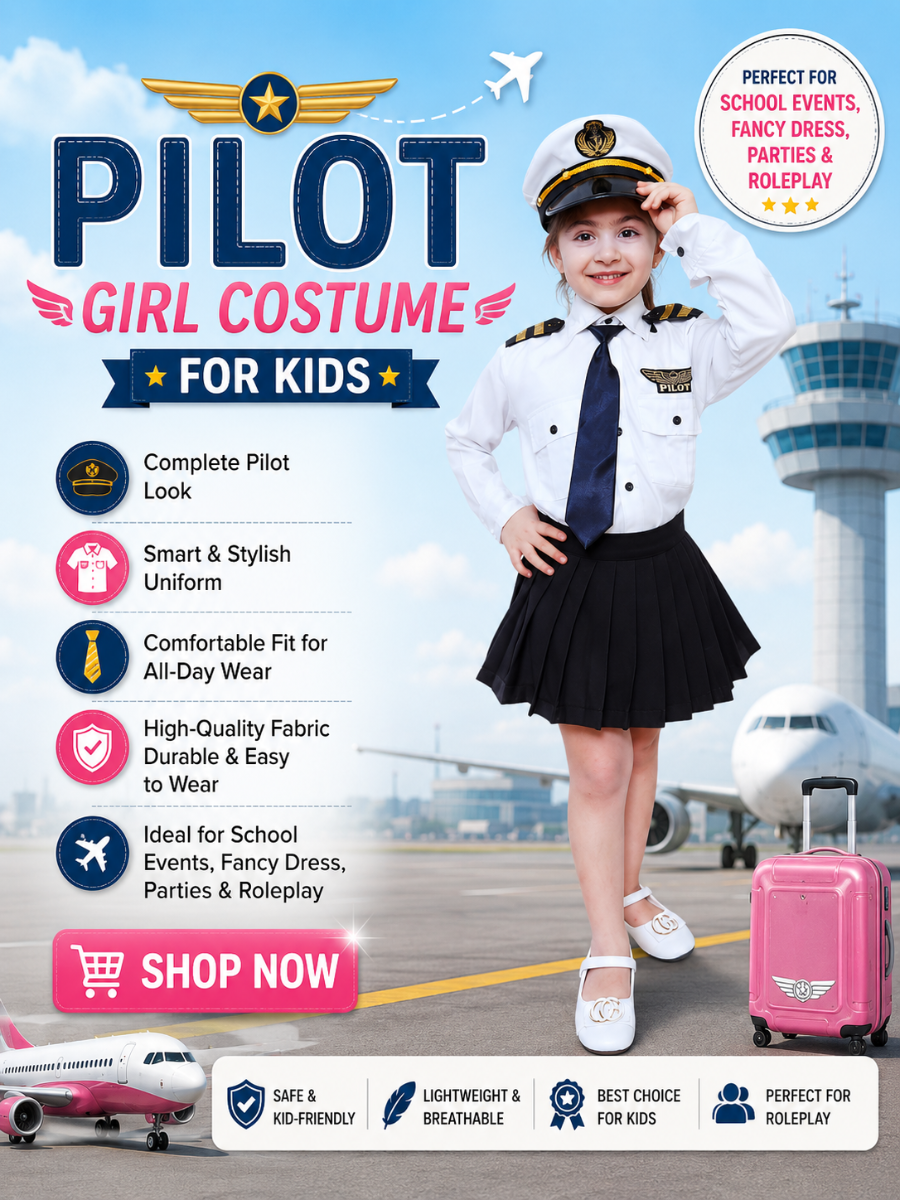 Pilot Girls Fancy Dress Costume